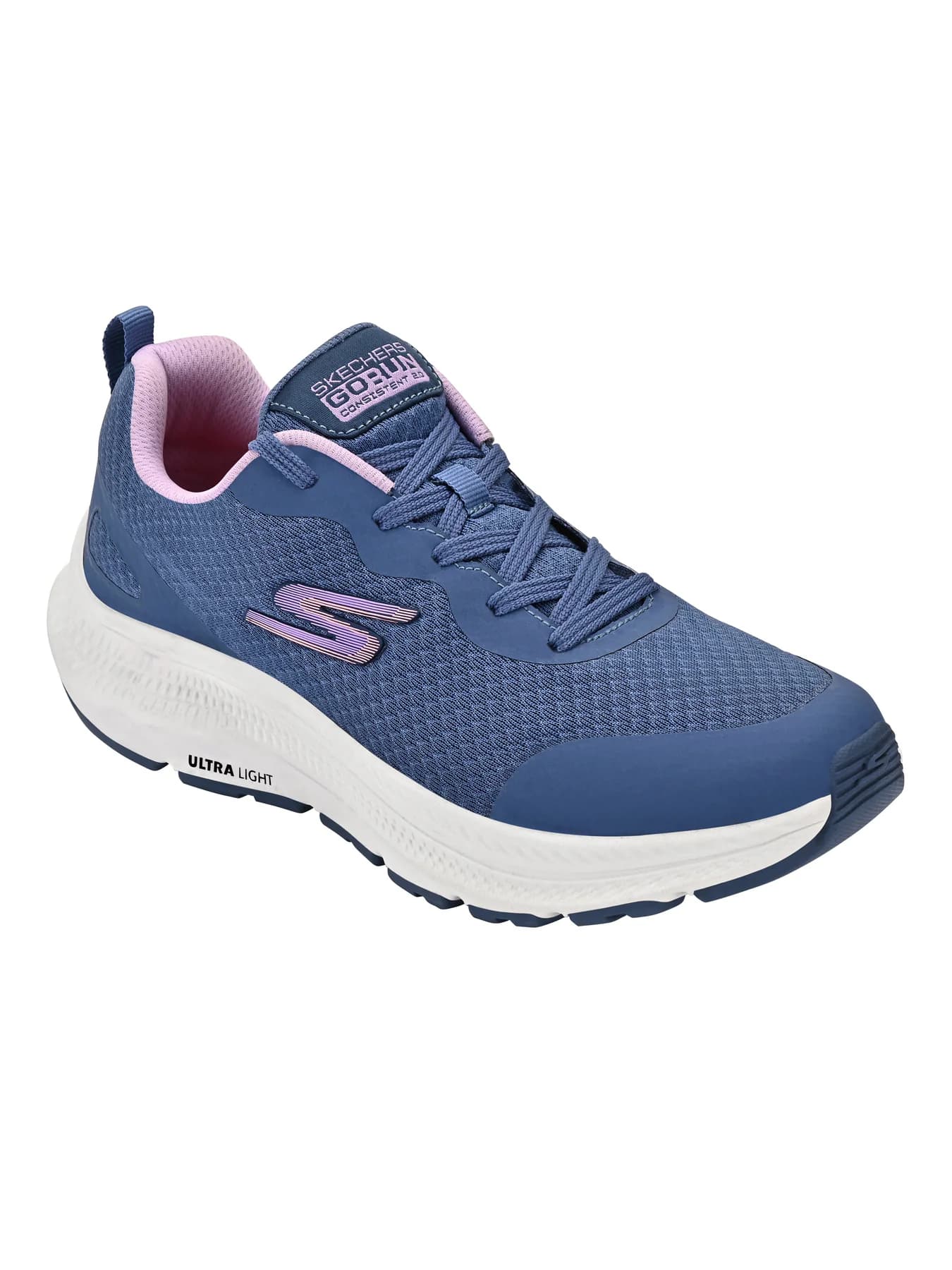 Women's Blue Go Run Consistent 2 Round Toe Lace-Up Mesh Running Shoes