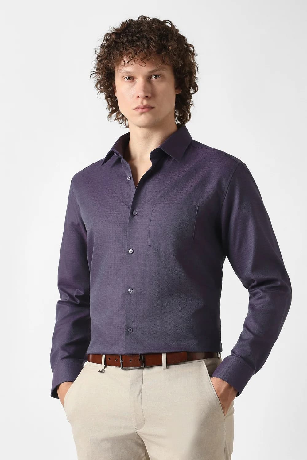 Men's Purple Festive Regular Fit Cotton Full Sleeves Shirt