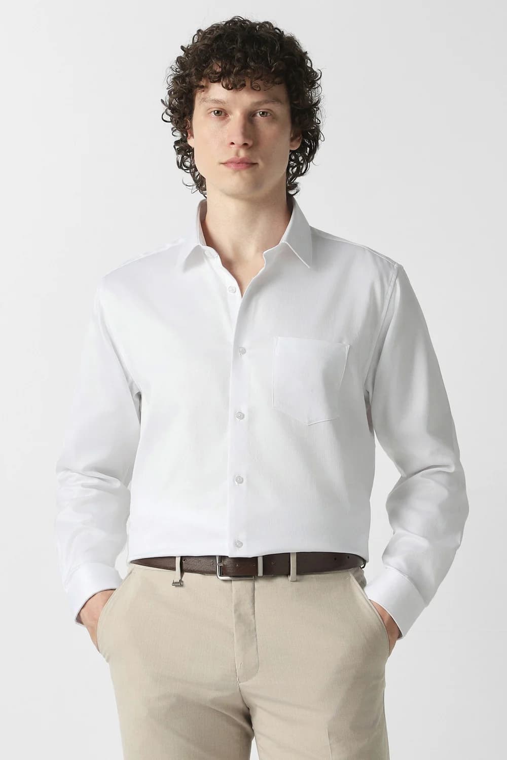 Men's White Formal Regular Fit Cotton Full Sleeves Shirt