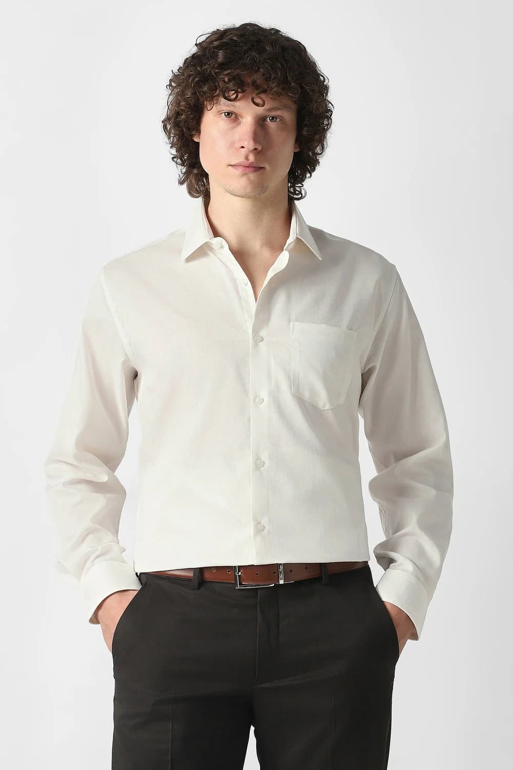 Men's White Formal Regular Fit Cotton Full Sleeves Shirt