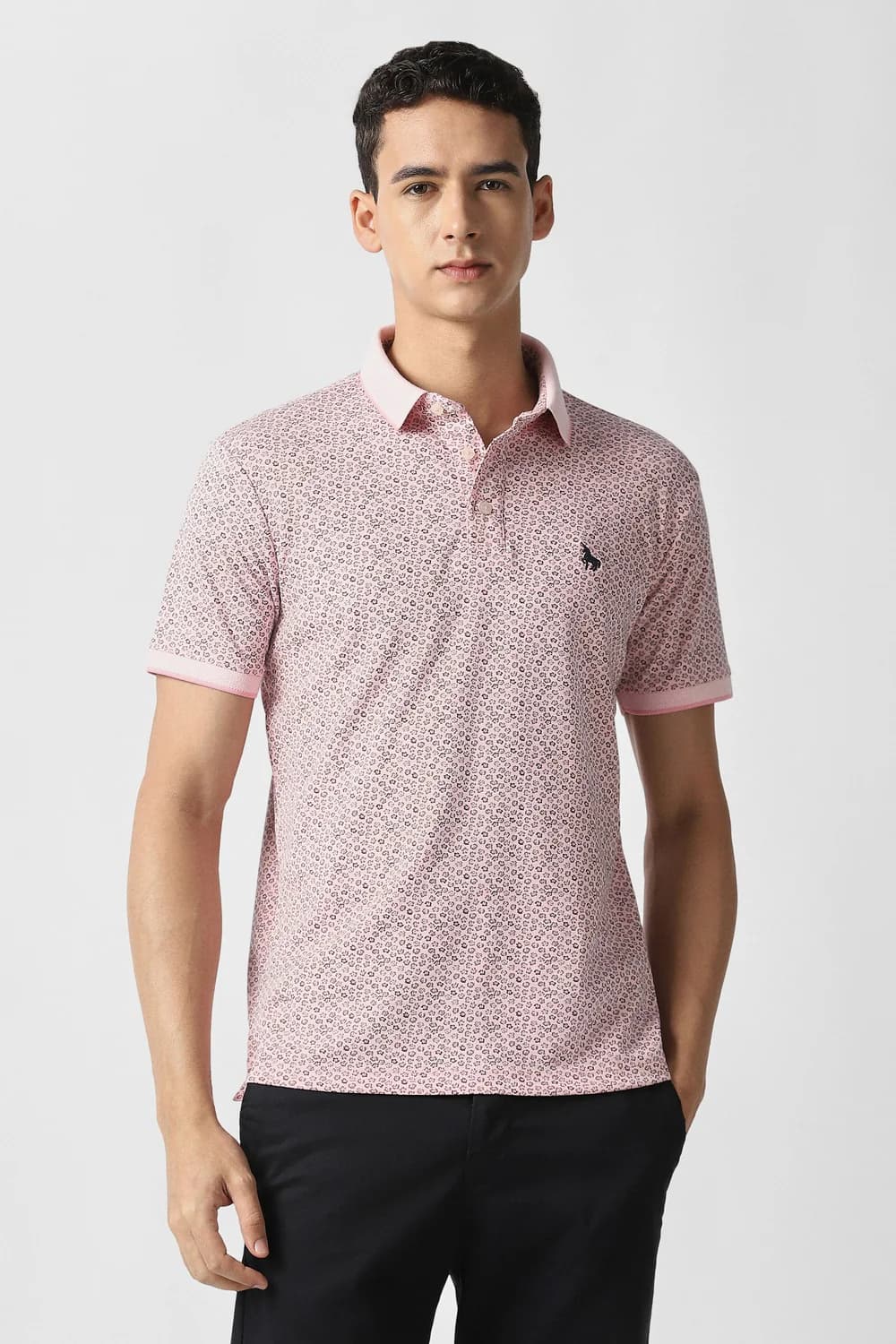 Men's Pink Casual Regular Fit Cotton Half Sleeves Polo Tshirt