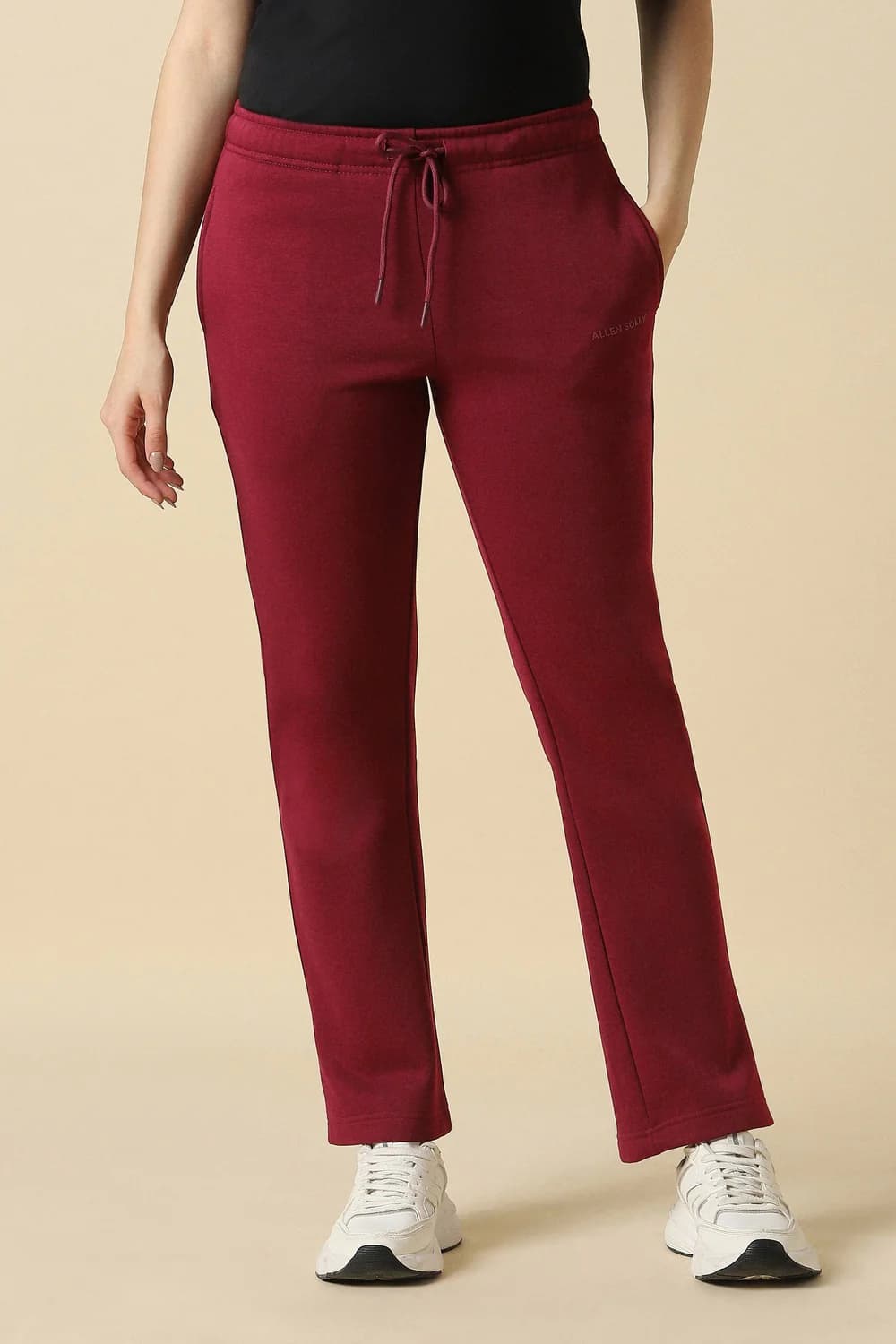 Women Red Casual Regular Fit Mid Rise Trackpant