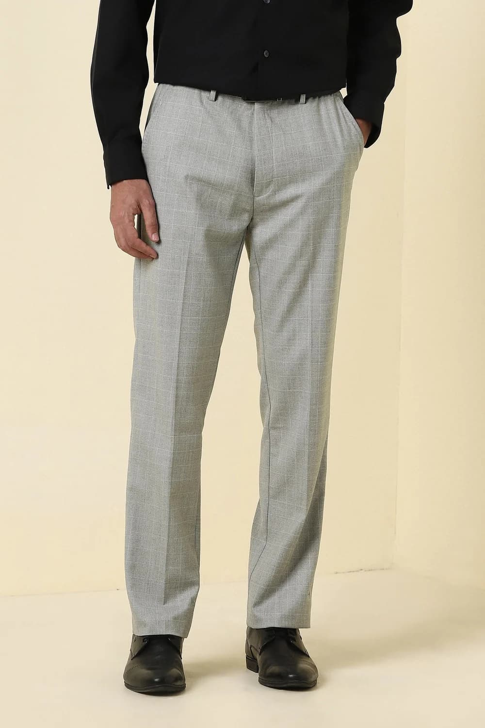 Men Grey Formal Slim Fit Mid Rise Trouser