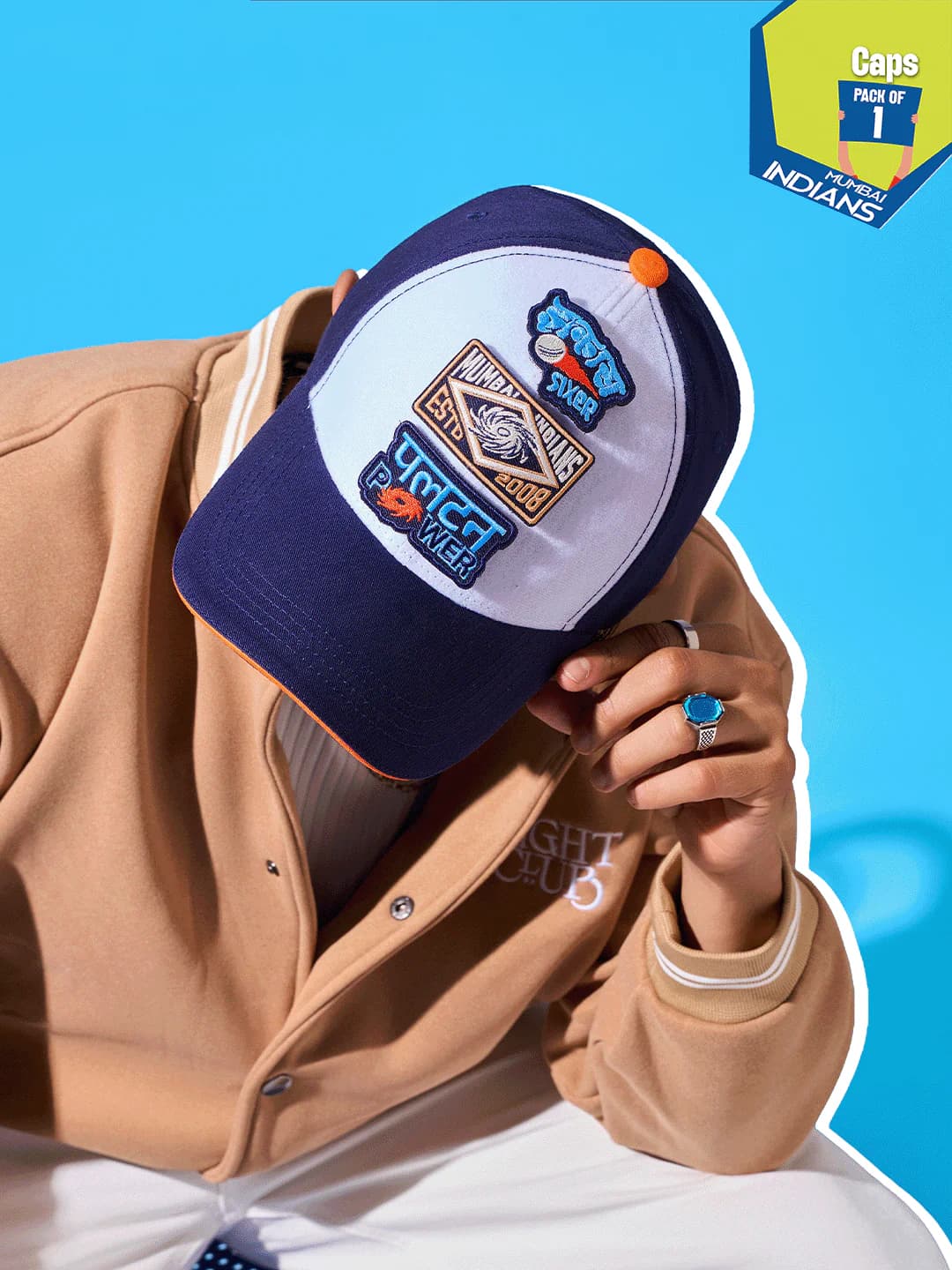 Unisex Blue Color Subtle Noise Velcro Cap - 100% Cotton - Adjustable Strap - Pack of 1