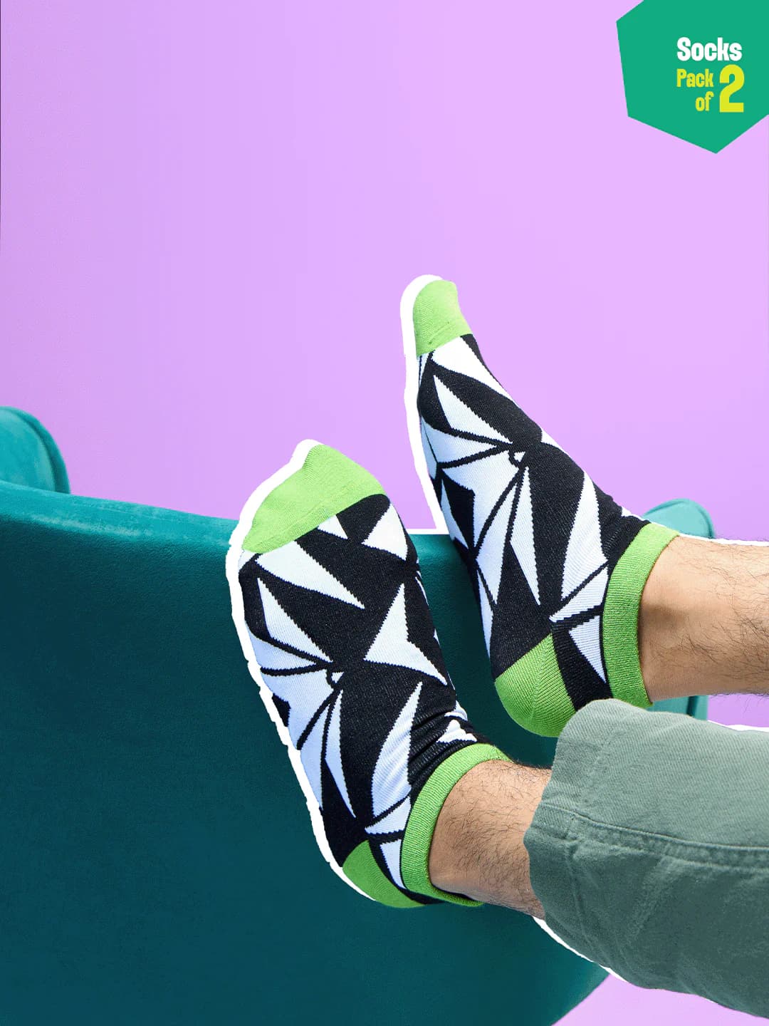 Unisex Multicolor In Great Shape Ankle Length Socks - 100% Bamboo - Pack of 2