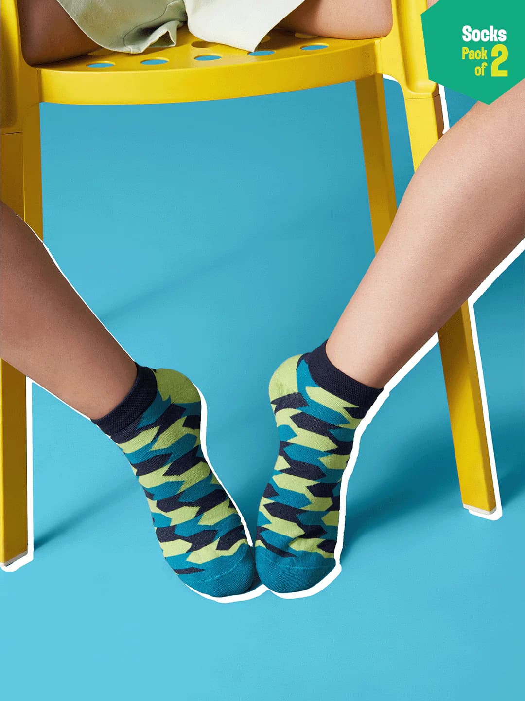 Unisex Multicolor Geo Gems Ankle Length Socks - 100% Organic Cotton - Pack of 2