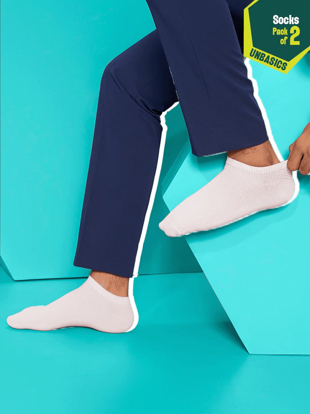 Unisex White Milky Ankle Length Socks - 100% Organic Cotton - Pack of 2