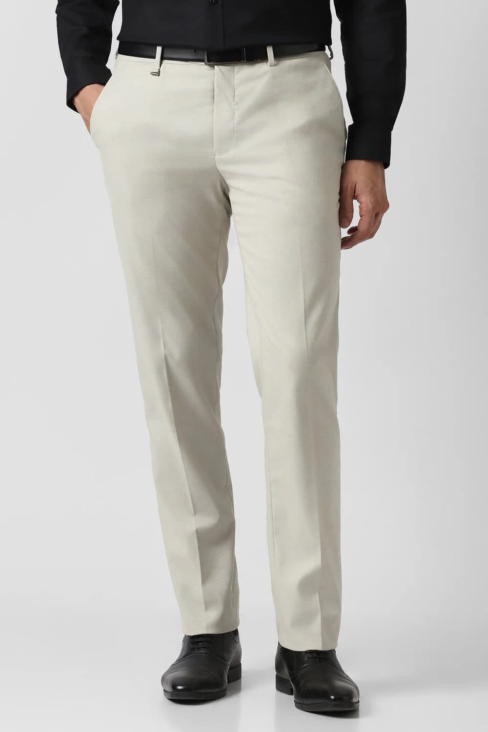 Men Grey Formal Slim Fit Mid Rise Trouser
