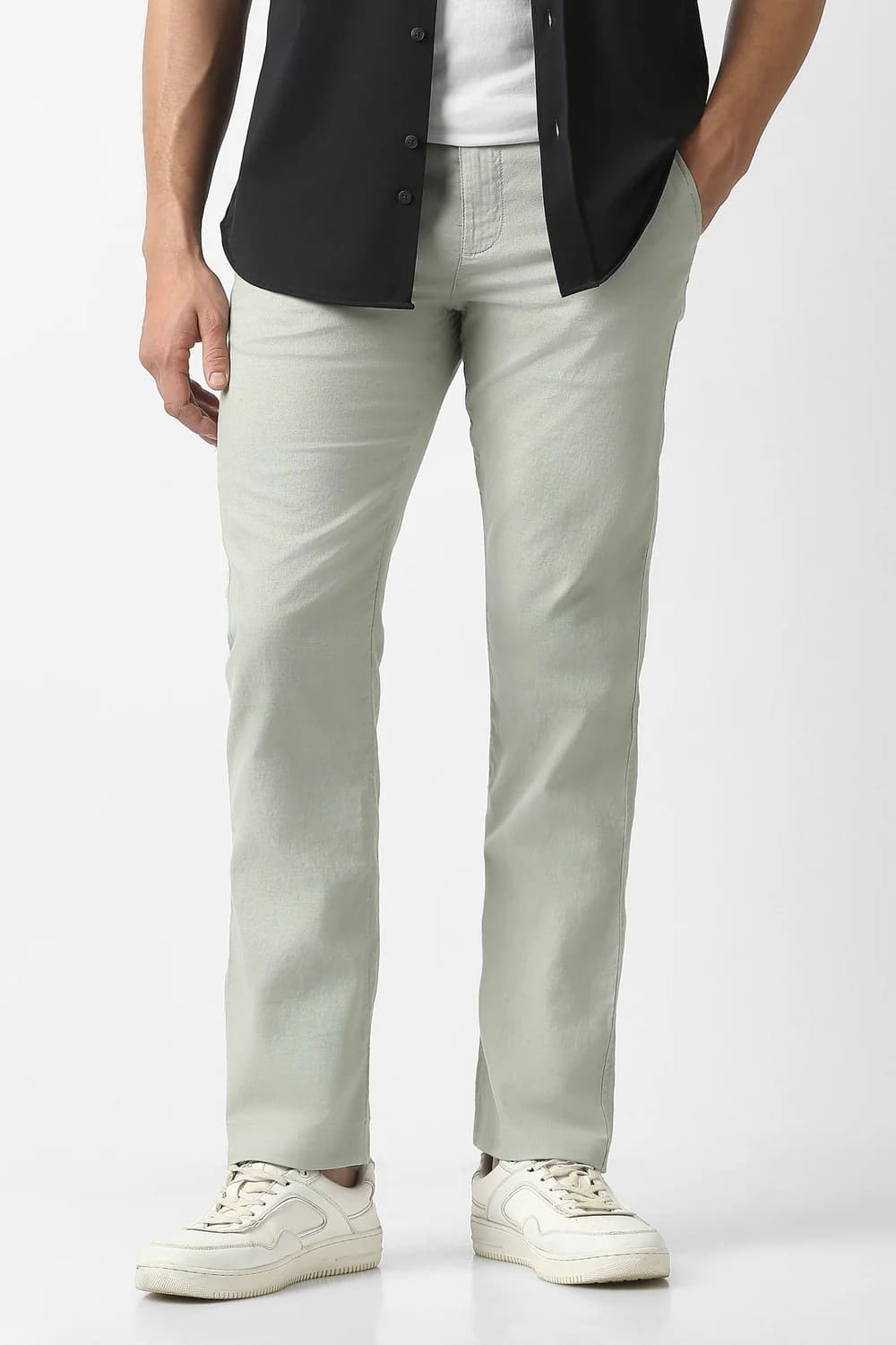 Men Grey Casual Regular Fit Mid Rise Trouser