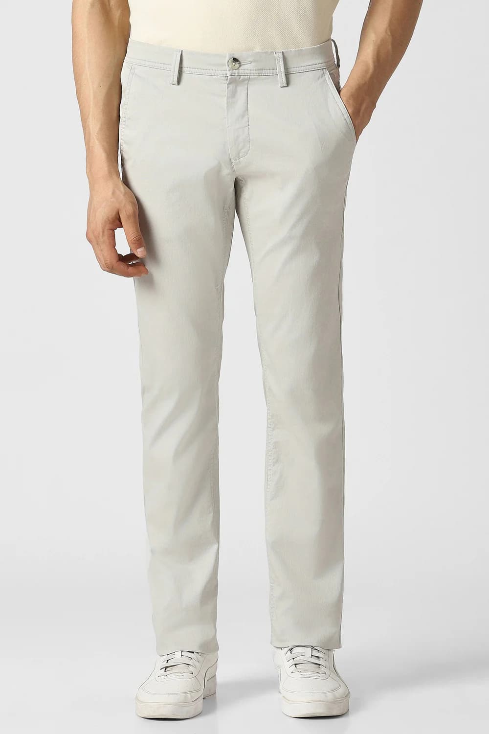 Men Grey Casual Slim Fit Mid Rise Trouser