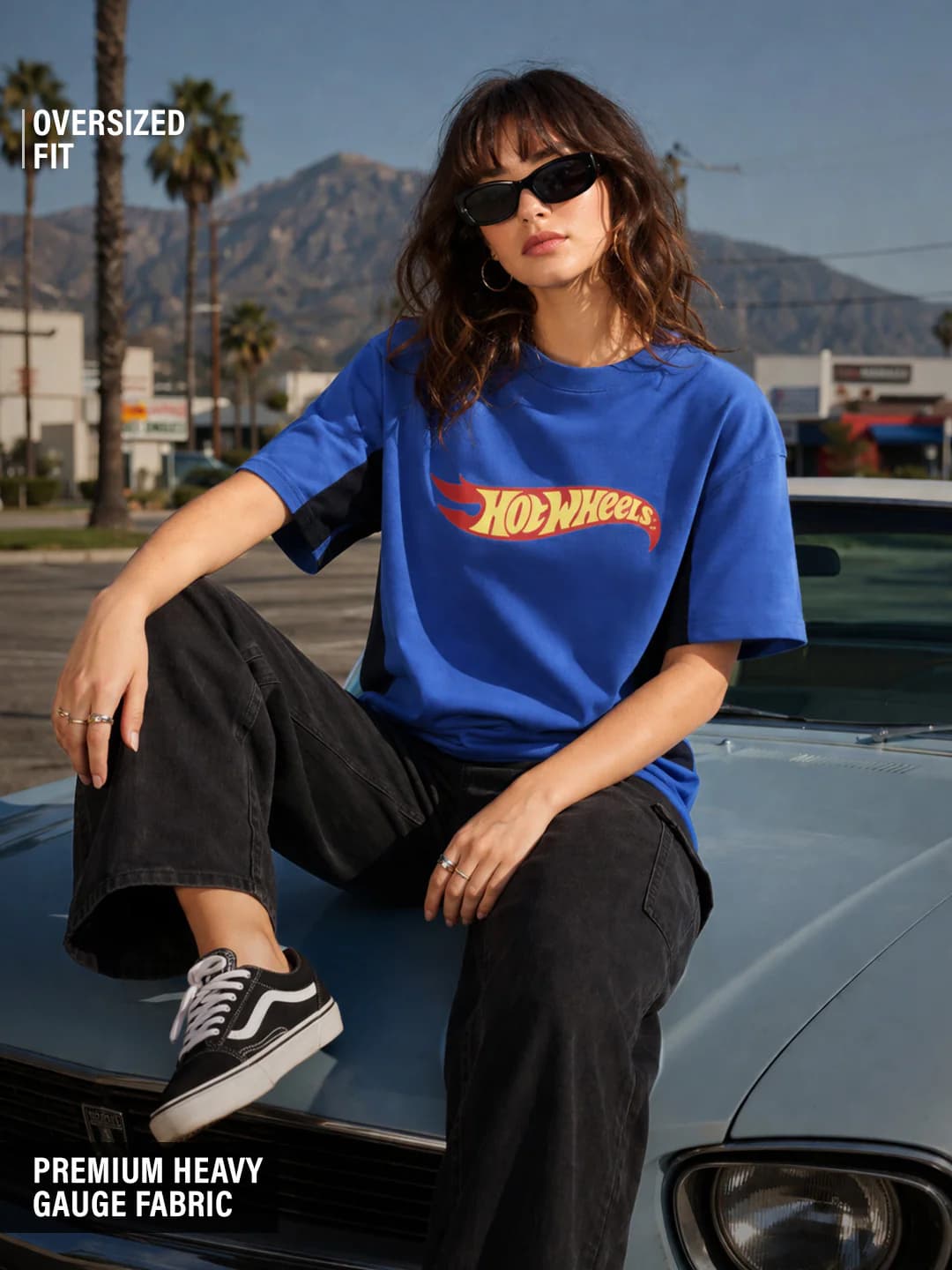 Women's Blue Casual Oversized Fit Typography Half Sleeves Tshirt