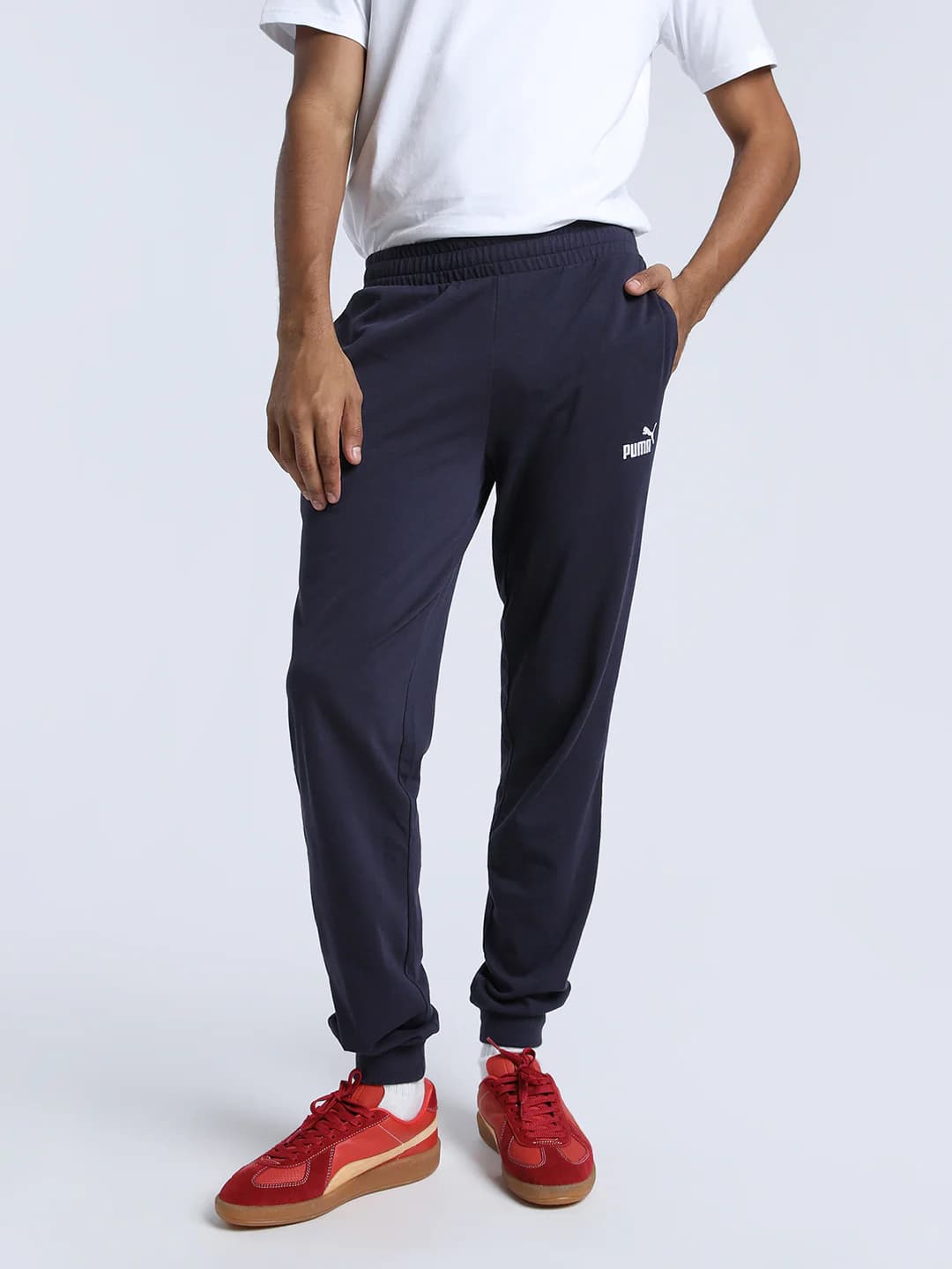 Men's Navy Casual Elasticated Mid Rise Trackpant