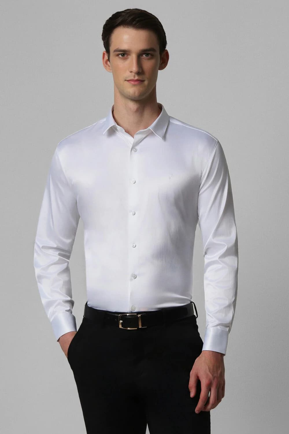 Men's White Party Slim Fit Polyester Full Sleeves Shirt