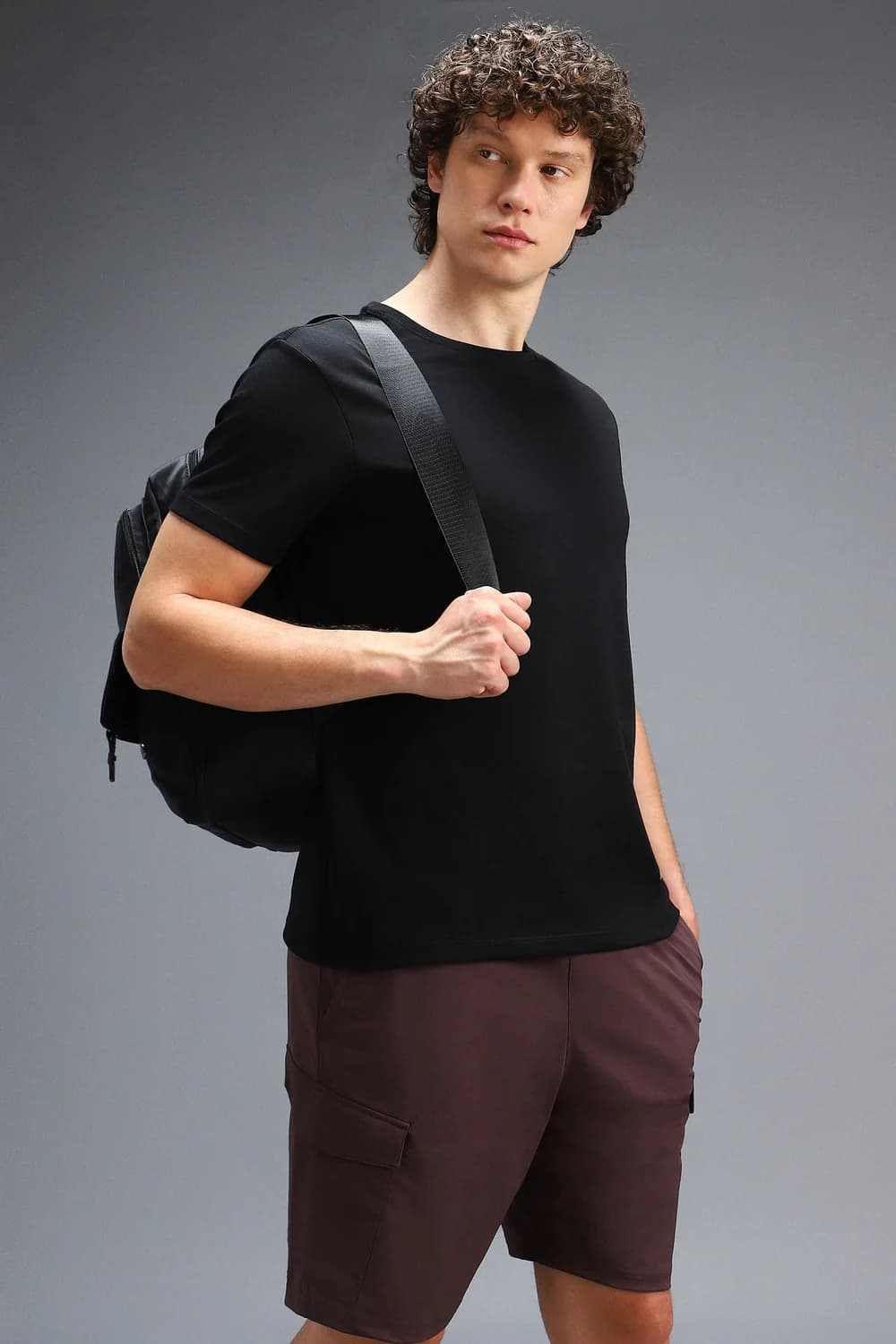 Men's Black Casual Slim Fit Cotton Half Sleeves Tshirt