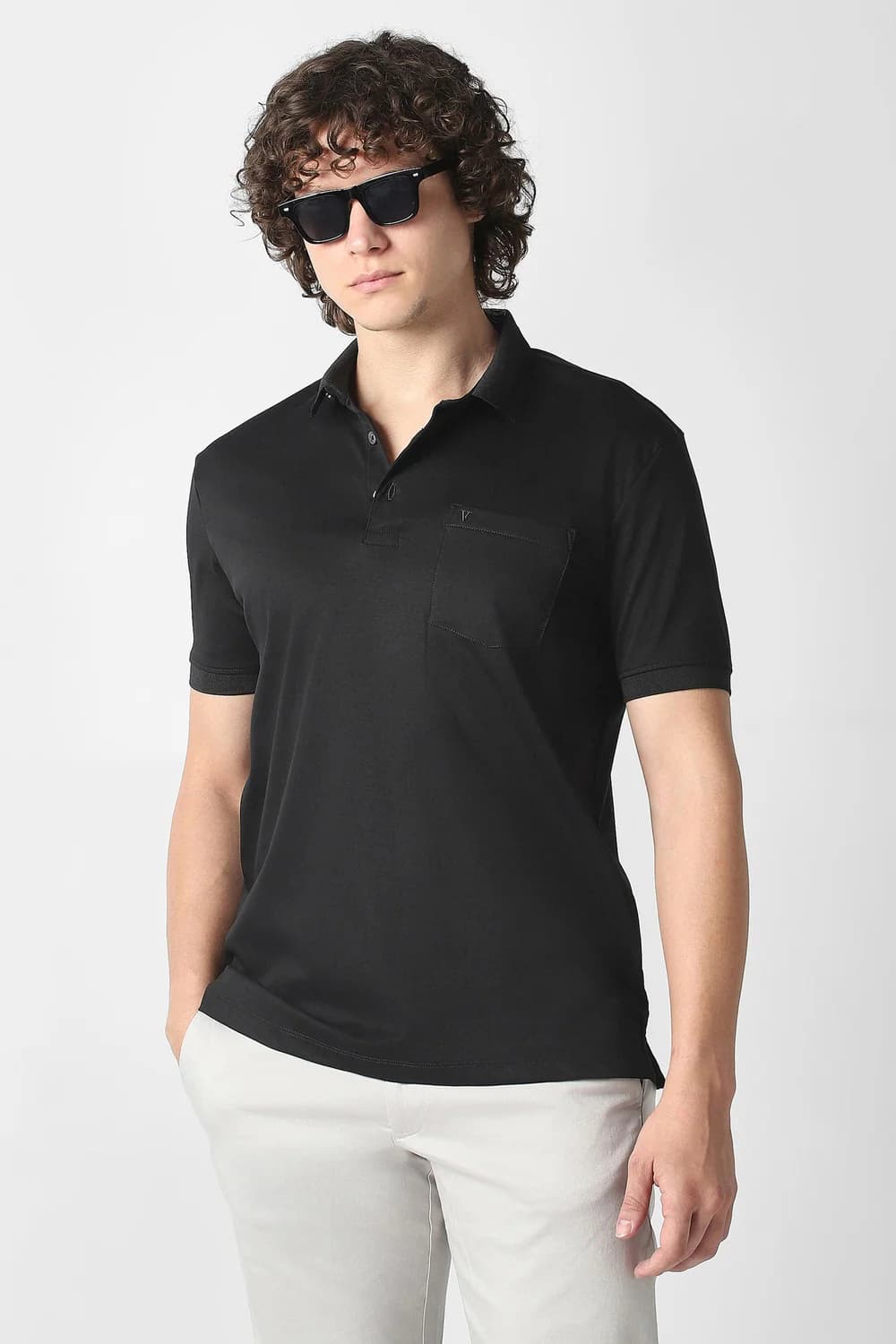 Men's Black Formal Regular Fit Cotton Half Sleeves Polo Tshirt