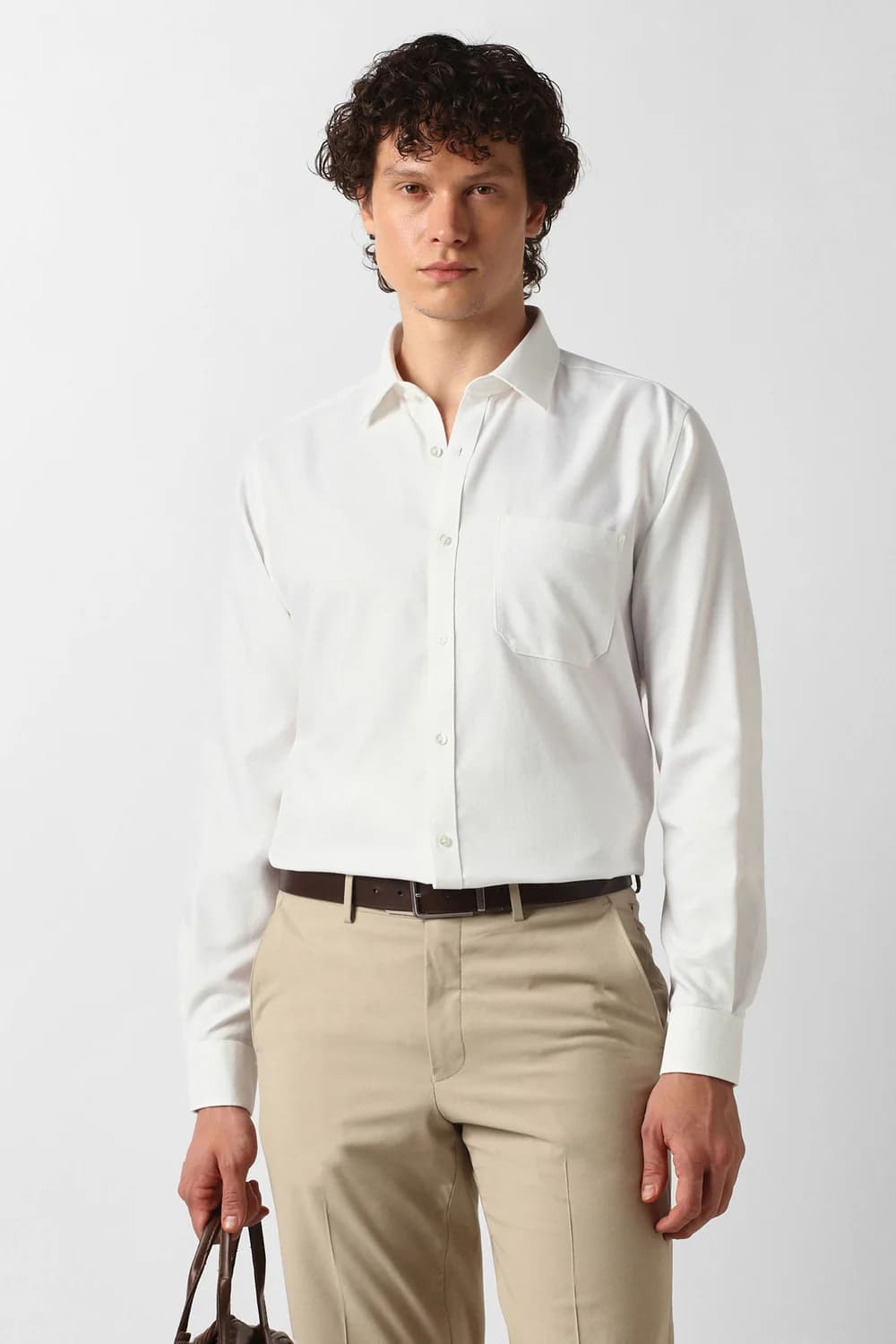 Men's White Formal Regular Fit Cotton Full Sleeves Shirt