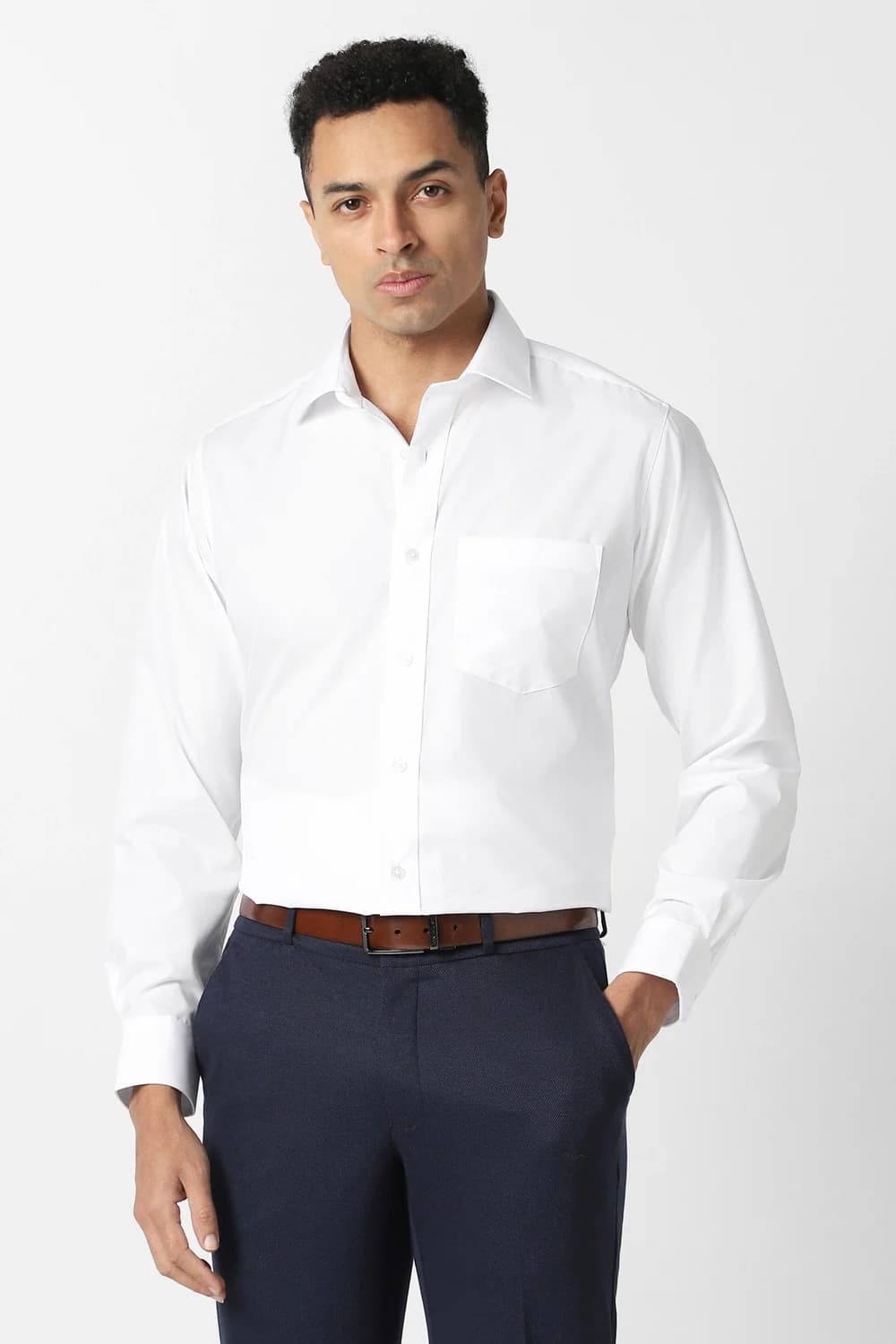 Men's White Formal Regular Fit Cotton Full Sleeves Shirt