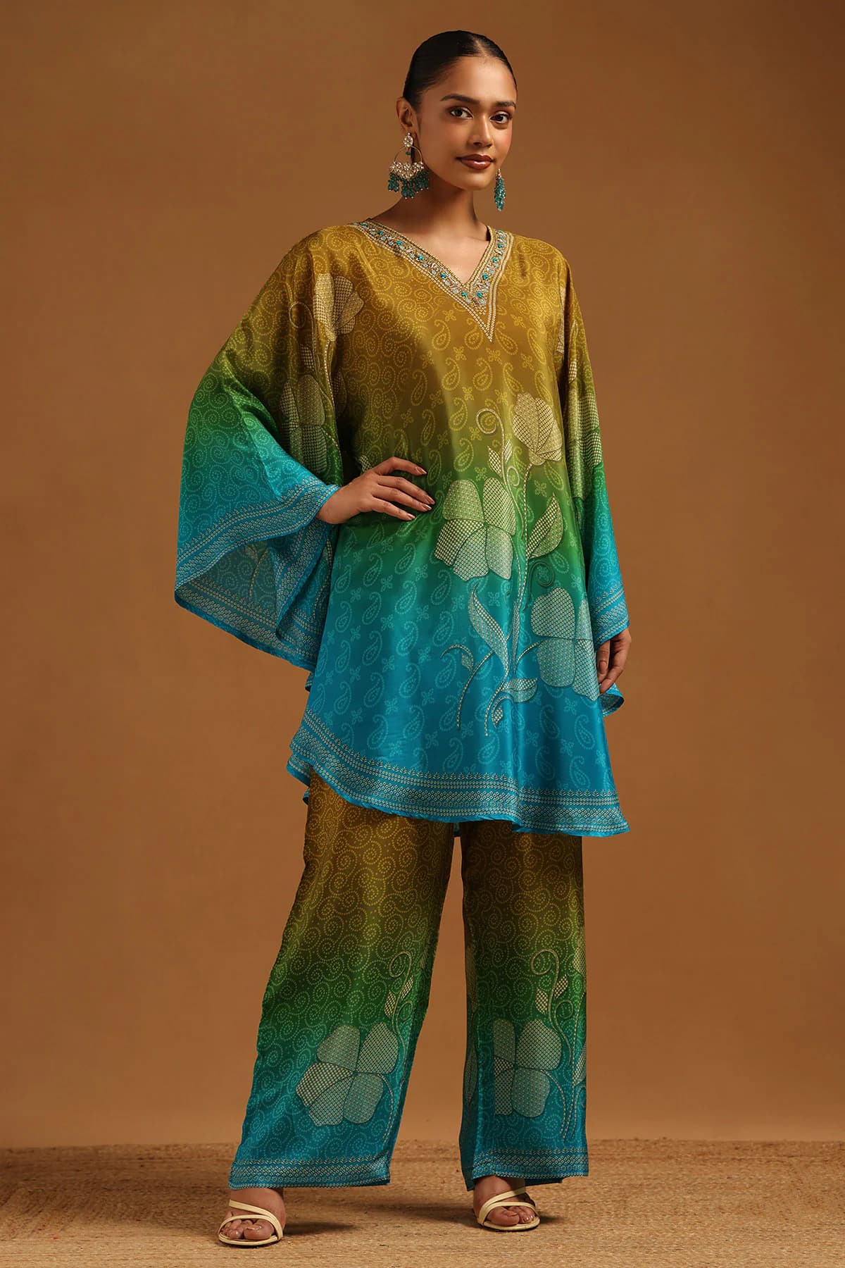 Women's Green Casual Printed Ethnic Kurta Set