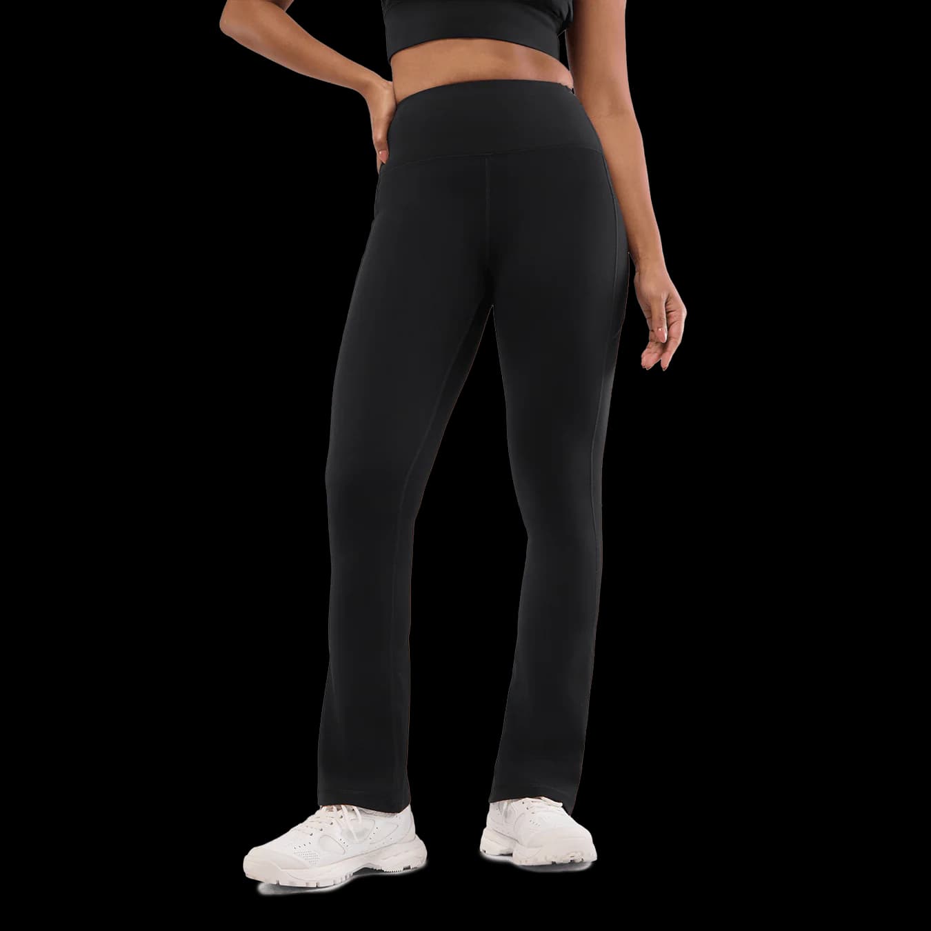 Women's Black Casual Flowstate Kick Flared Slim Fit Leggings - Tall Length