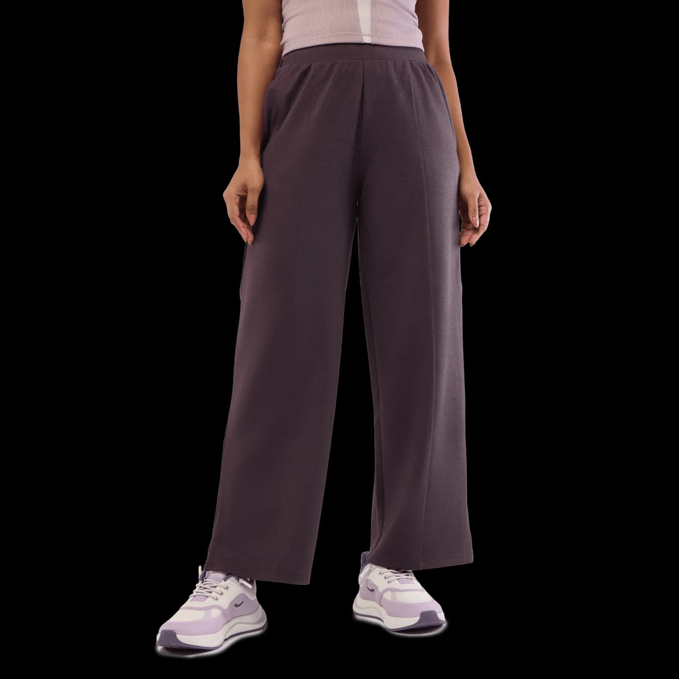 Women's Purple Casual High Rise Uber Soft Straight Fit Trackpant