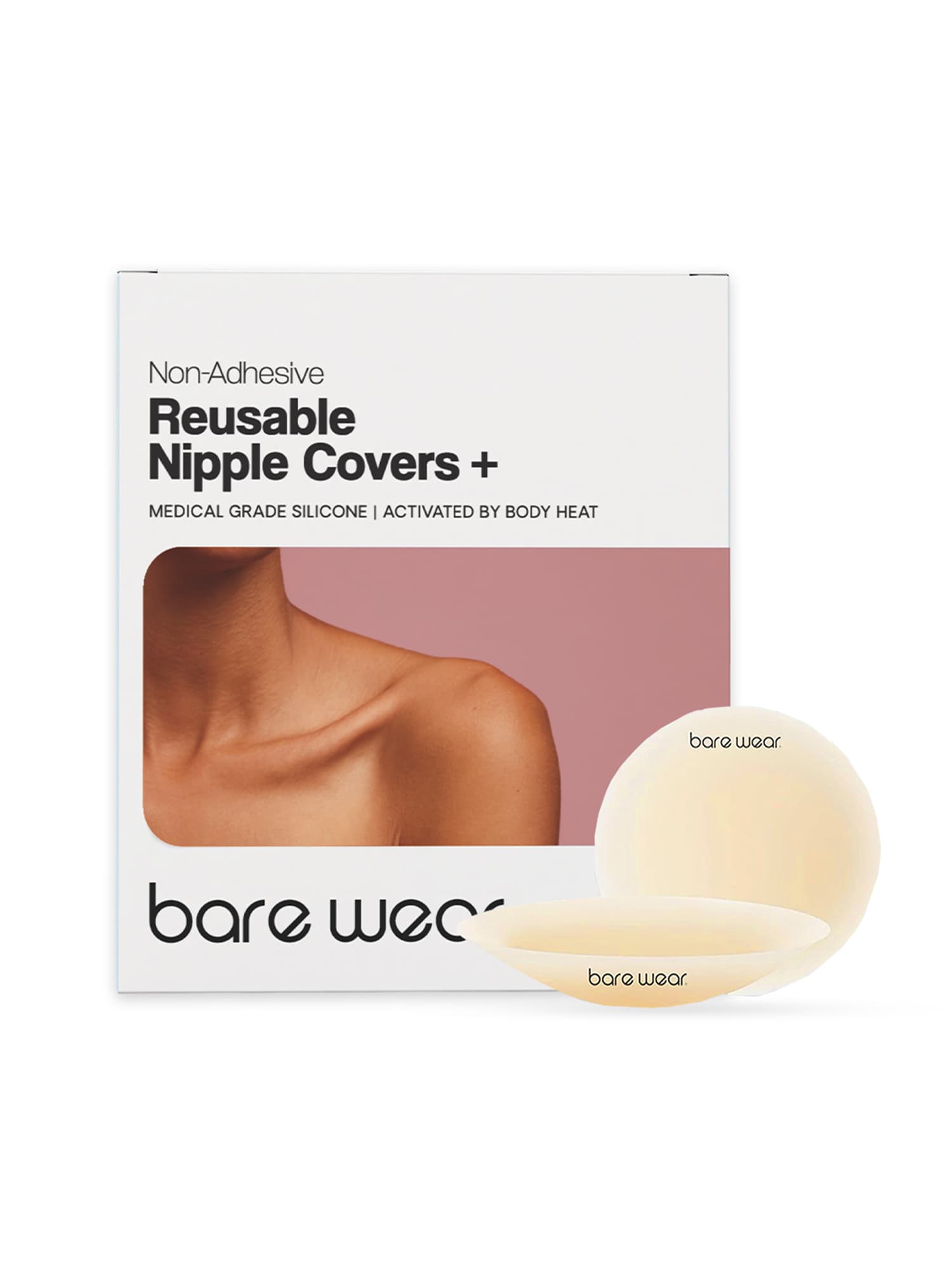 Women's Beige Non-Adhesive Nipple Covers Plus Not Sticky Grippy Reusable Nipple Pasties Plus - 10 cm