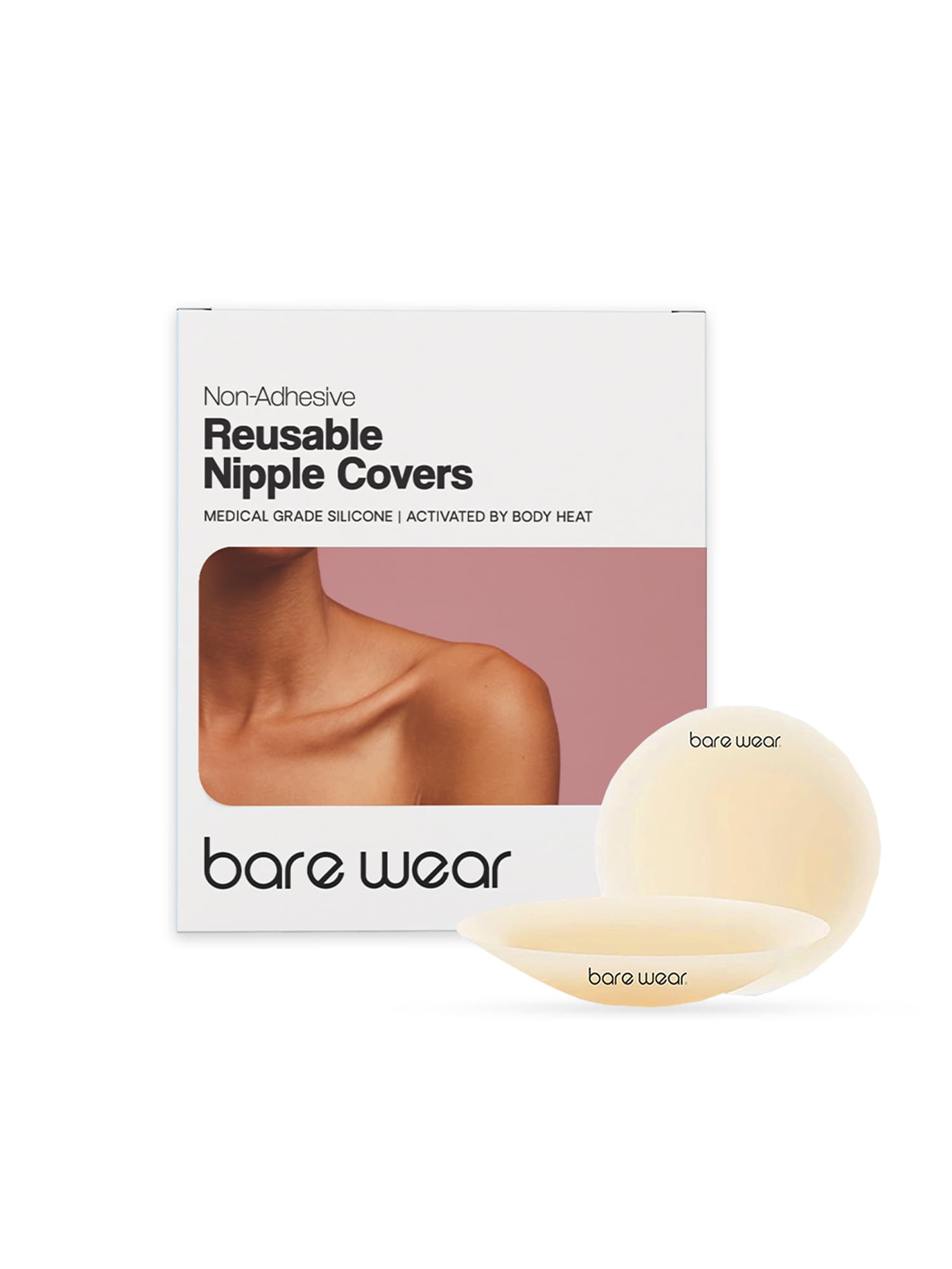 Women's Beige Non-Adhesive Nipple Covers Grippy Not Sticky Reusable Nipple Pasties - 8 cm