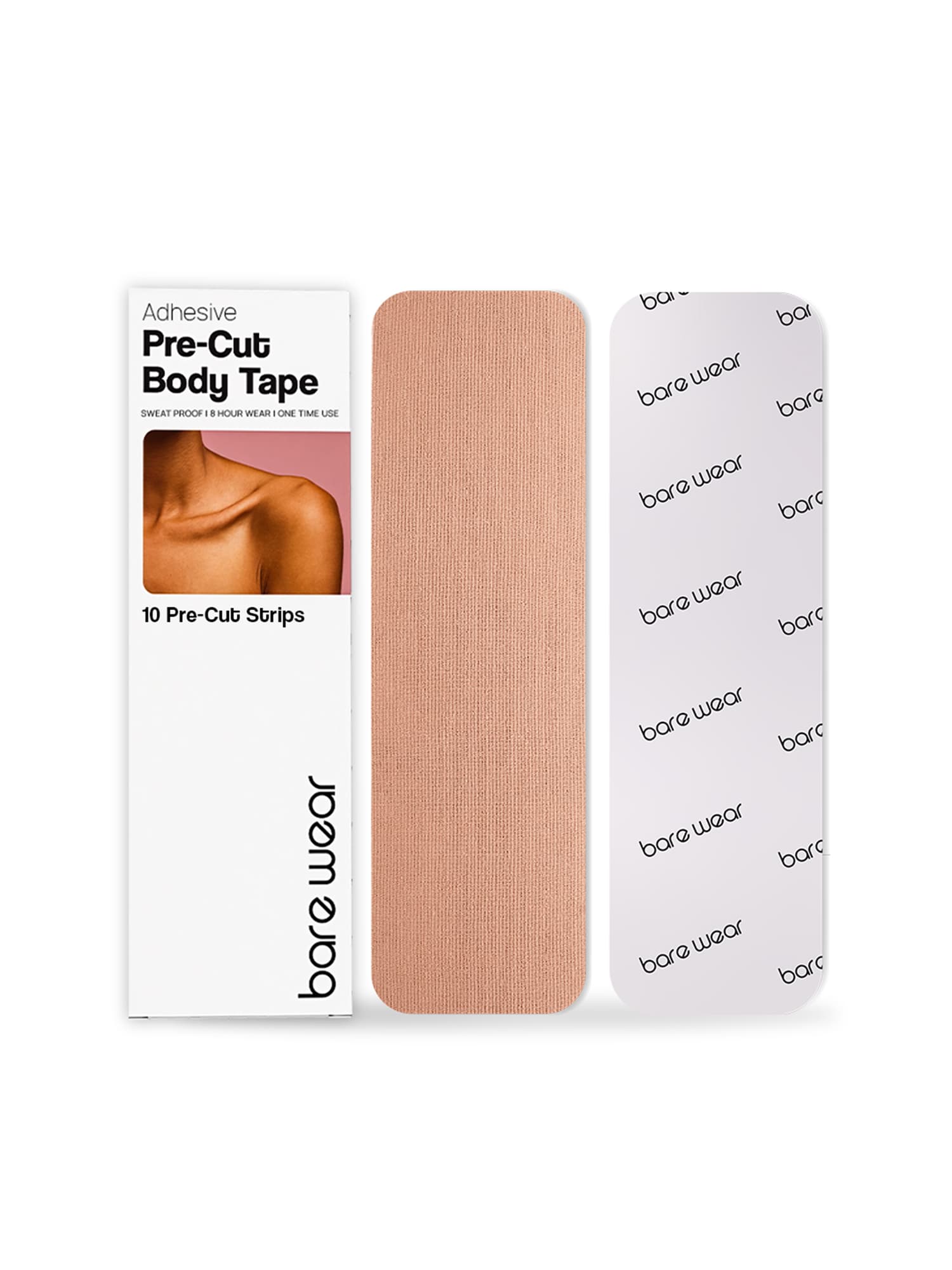 Women's Beige Body Tape Pre-Cut Strips 7.5cm Width Sweatproof Breast Lift Boob Tape - Pack of 10