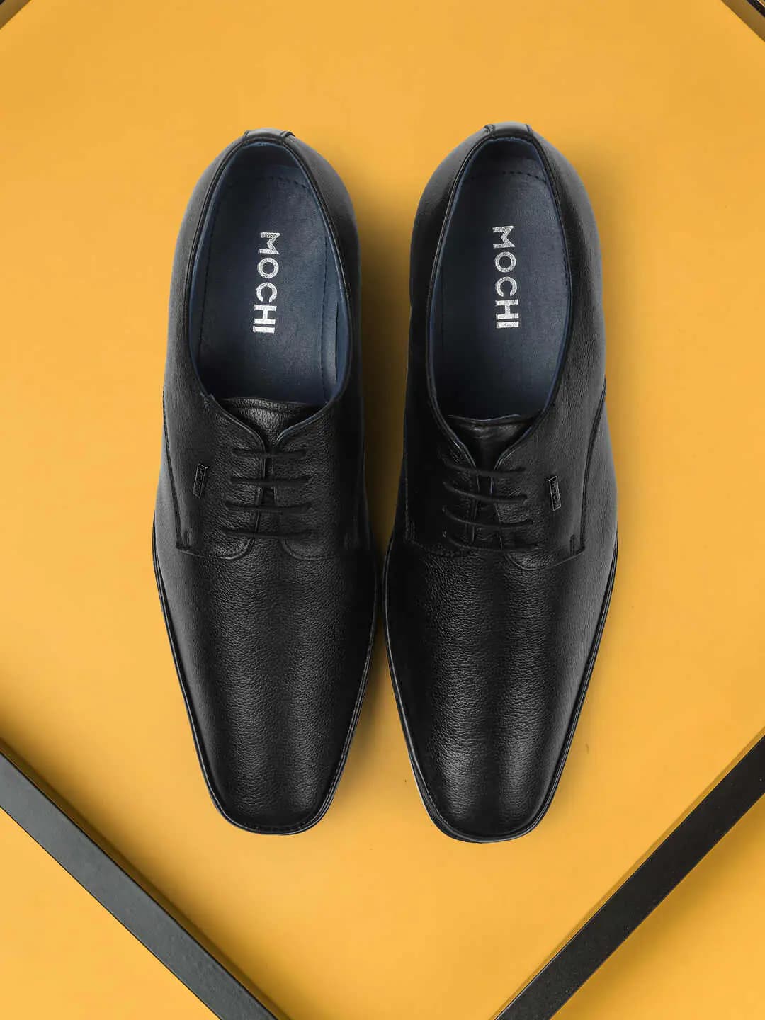 Men's Black Formal Leather Lace-Ups Derby Shoes