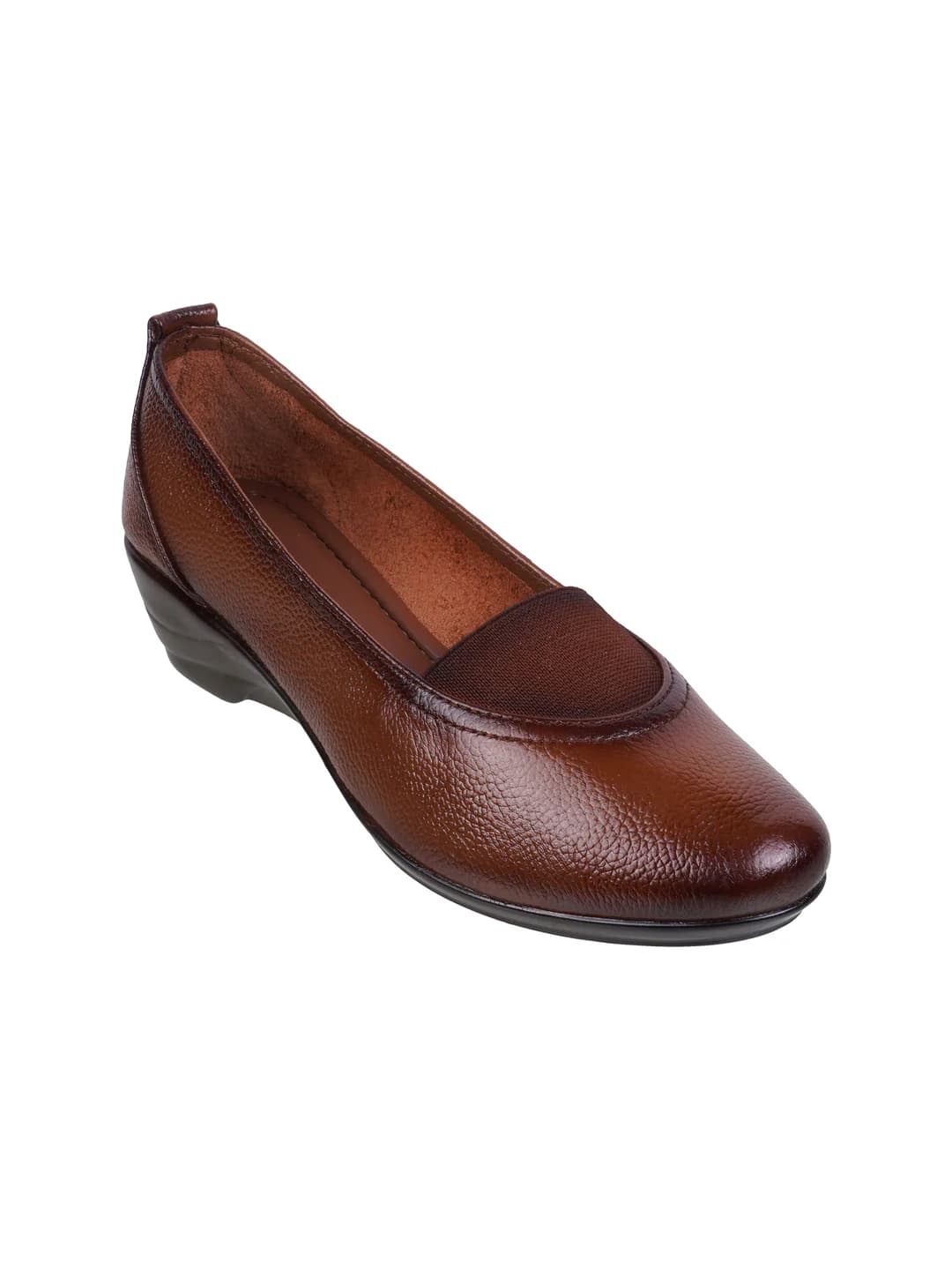 Women's Orange Casual Nubuck Leather Ballerinas Flats