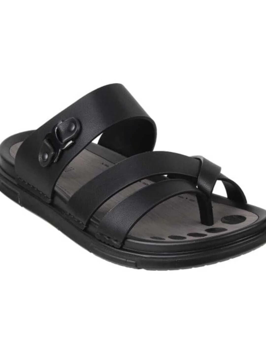 Men's Black Casual Synthetic Slip-Ons Sandals