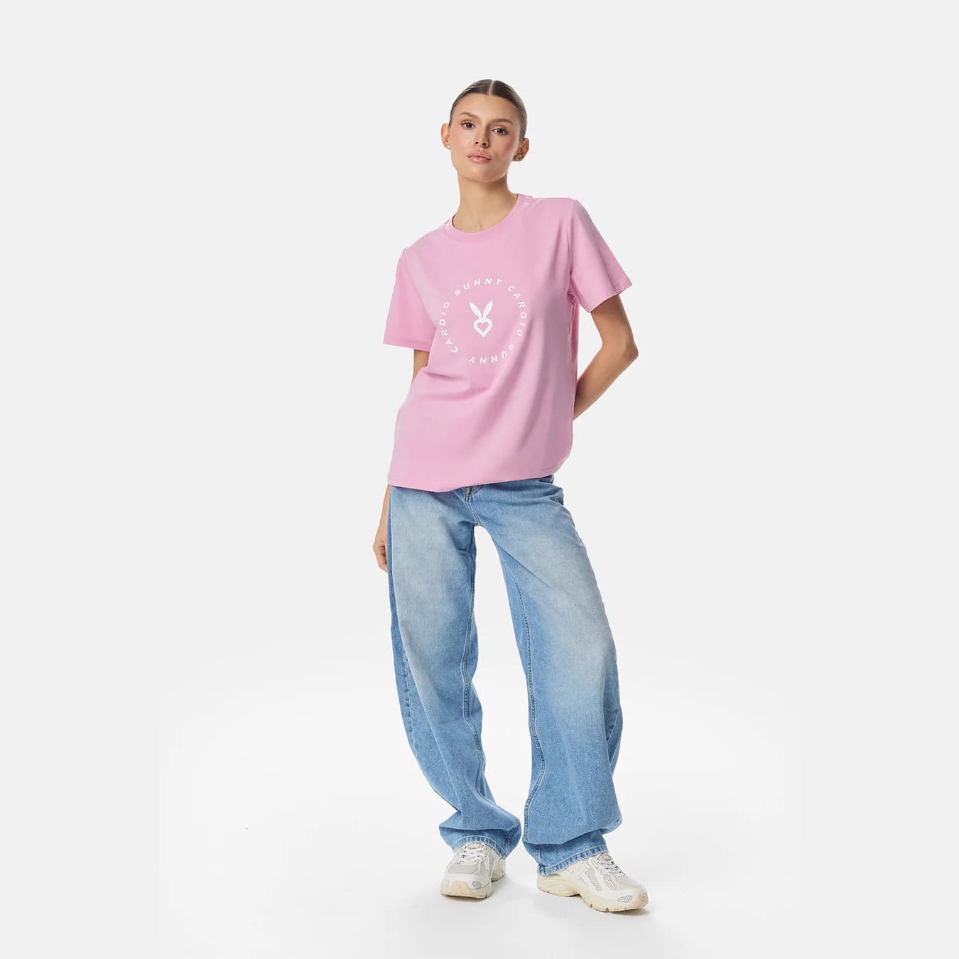 Women's Pink Casual Oversized Fit Printed Half Sleeves Tshirt