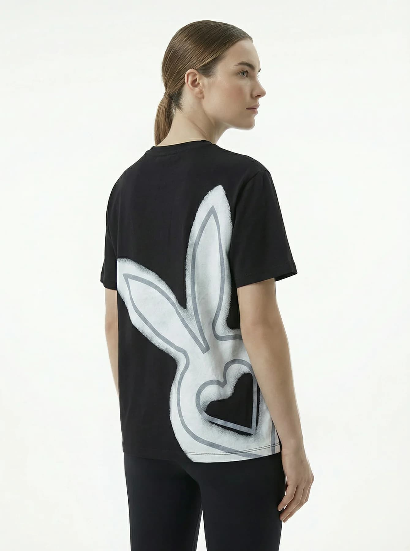 Women's Black Casual Oversized Fit Printed Half Sleeves Tshirt