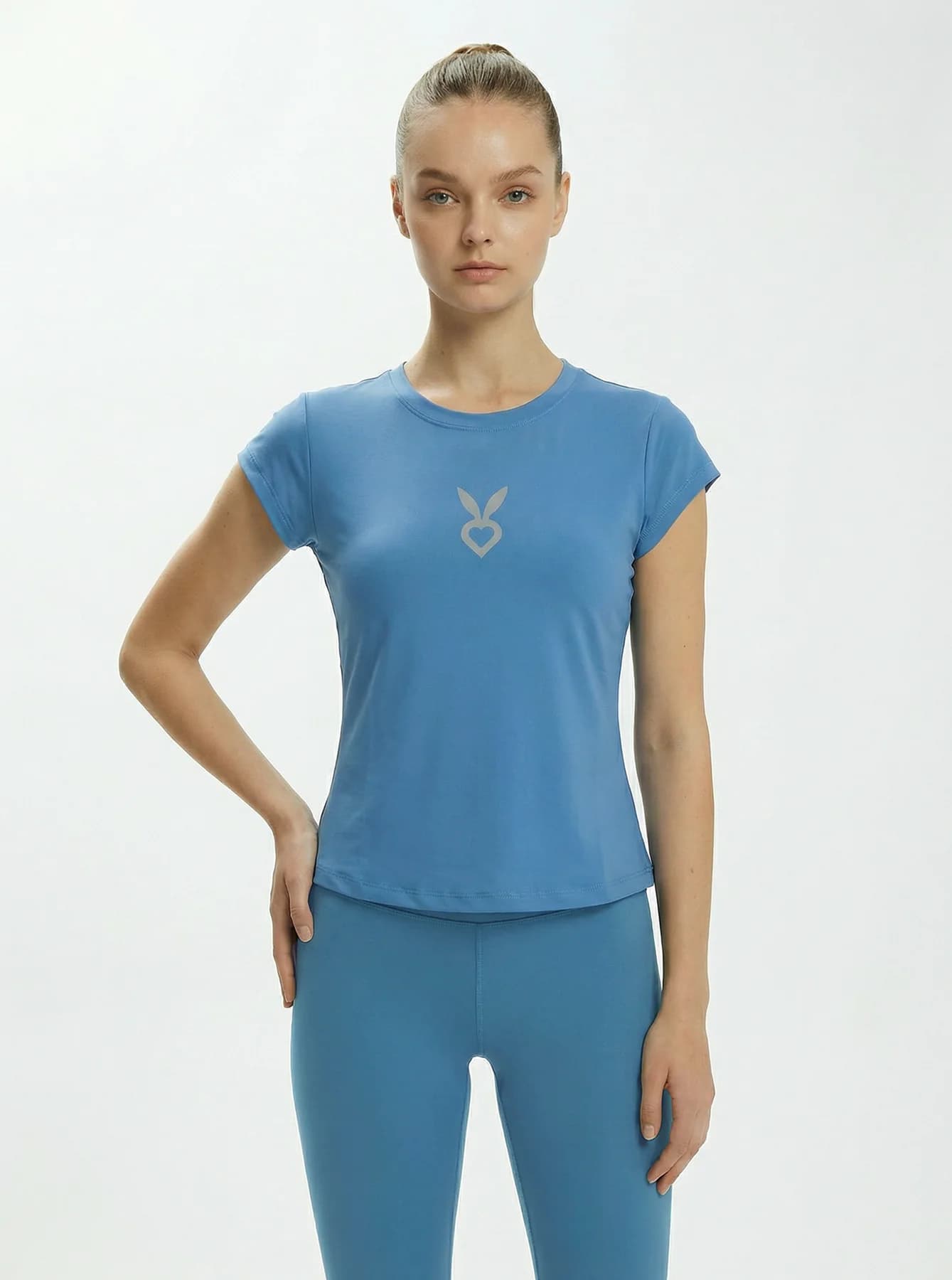 Women's Blue Casual Slim Fit Printed Half Sleeves Tshirt