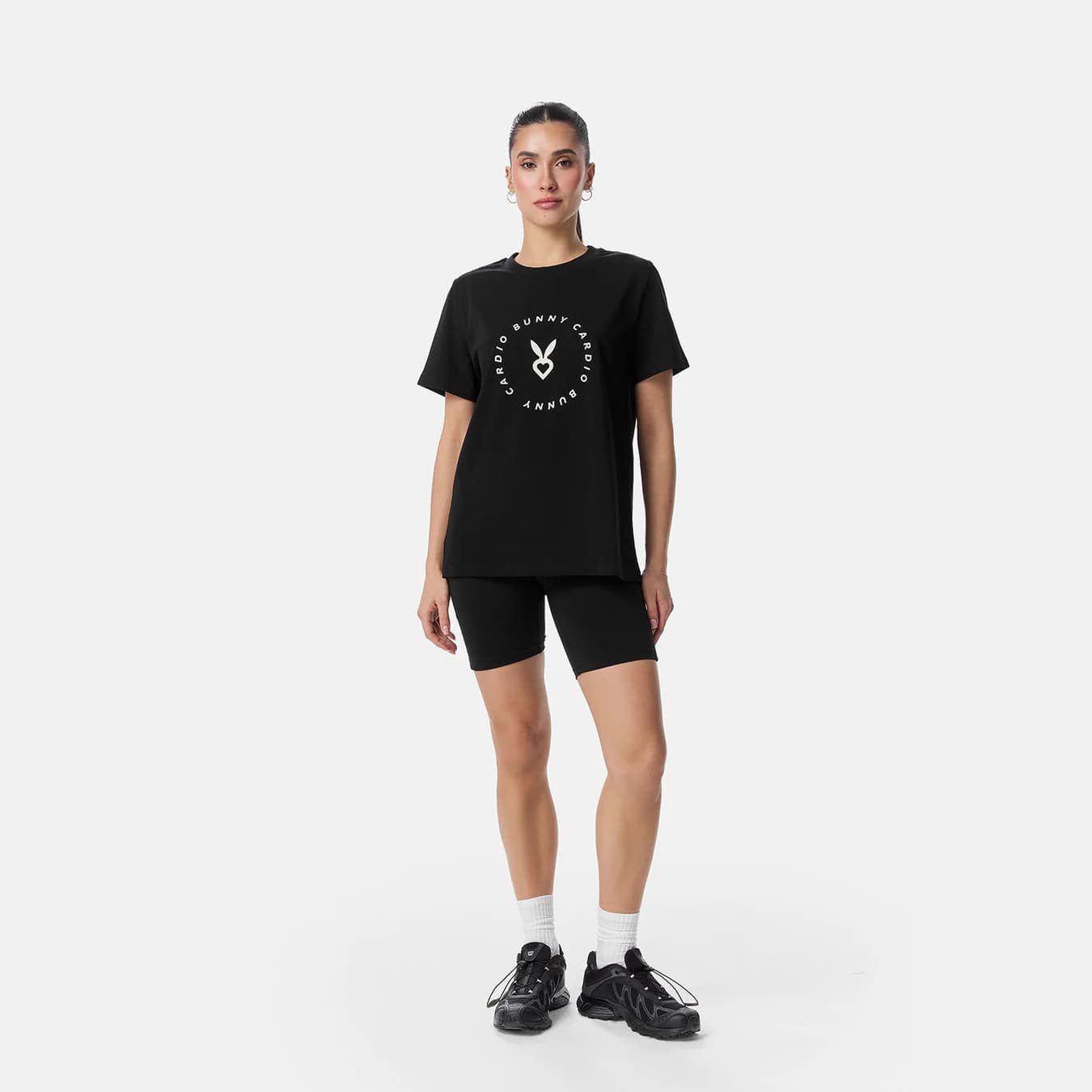 Women's Black Casual Oversized Fit Printed Half Sleeves Tshirt