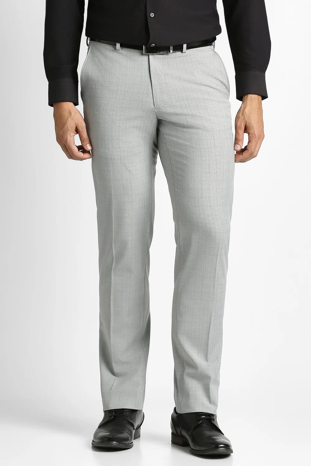 Men's Grey Formal Slim Fit Mid Rise Trouser