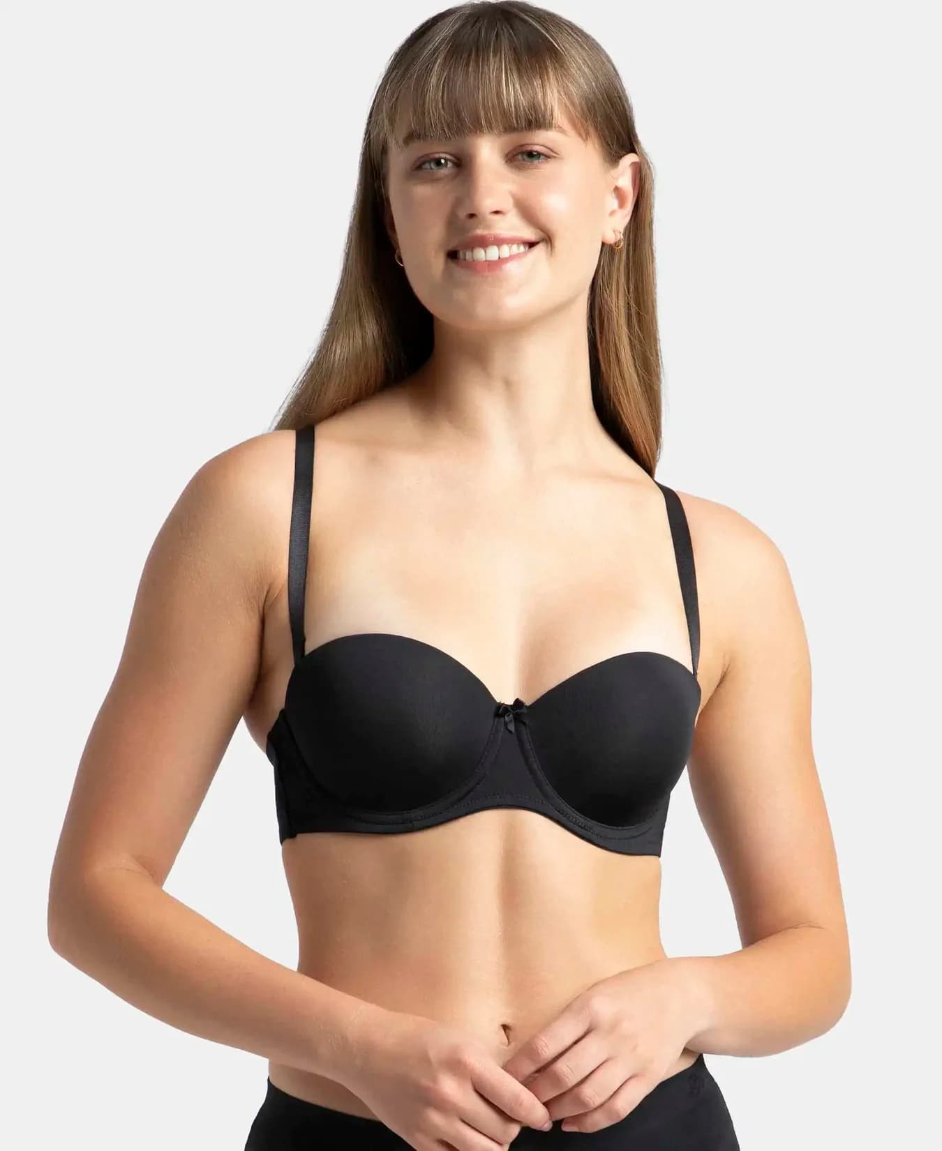 Women's Black Under-Wired Padded Full Coverage Strapless Bra