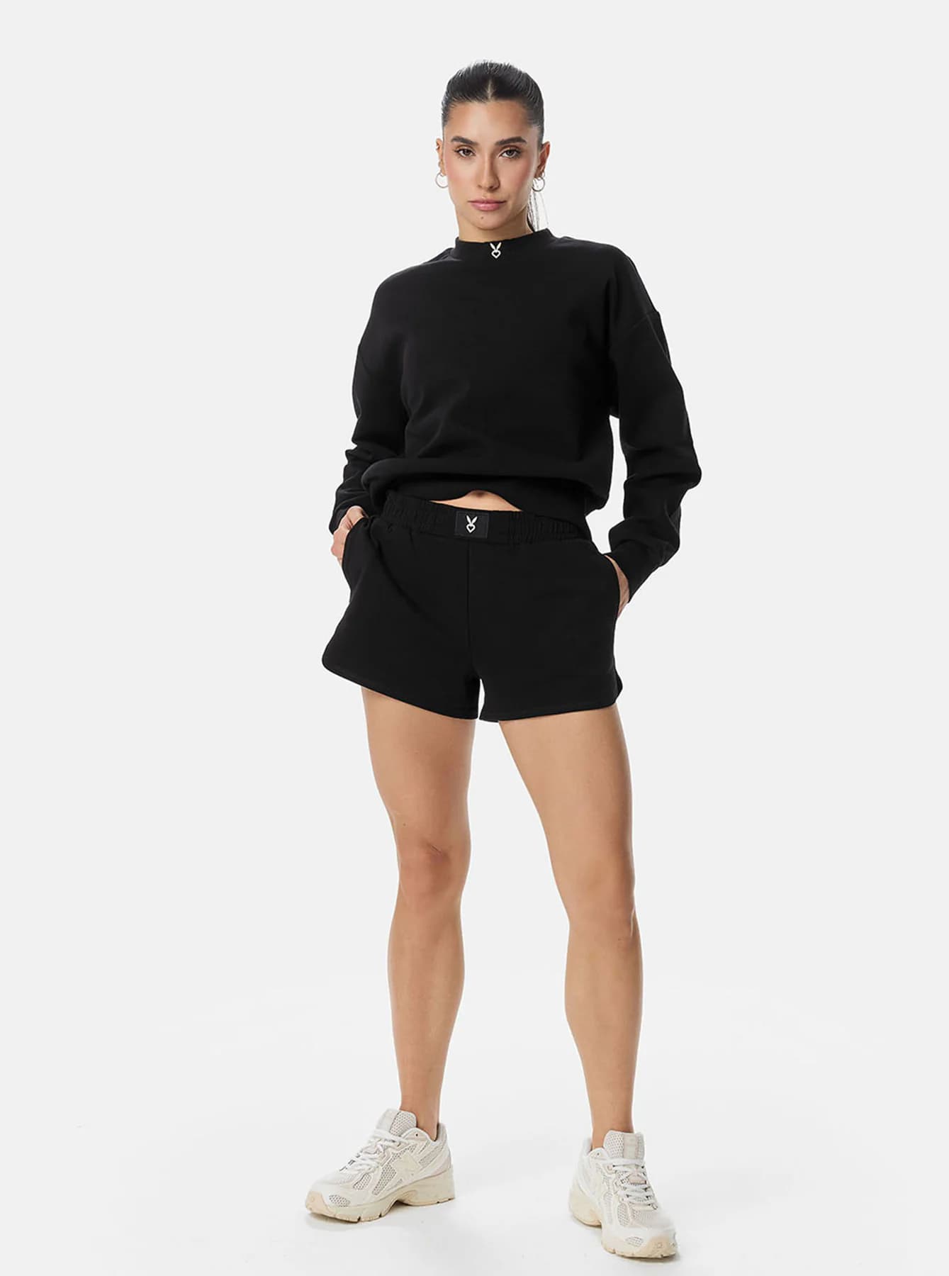 Women's Black Sport Pull On Solid Shorts