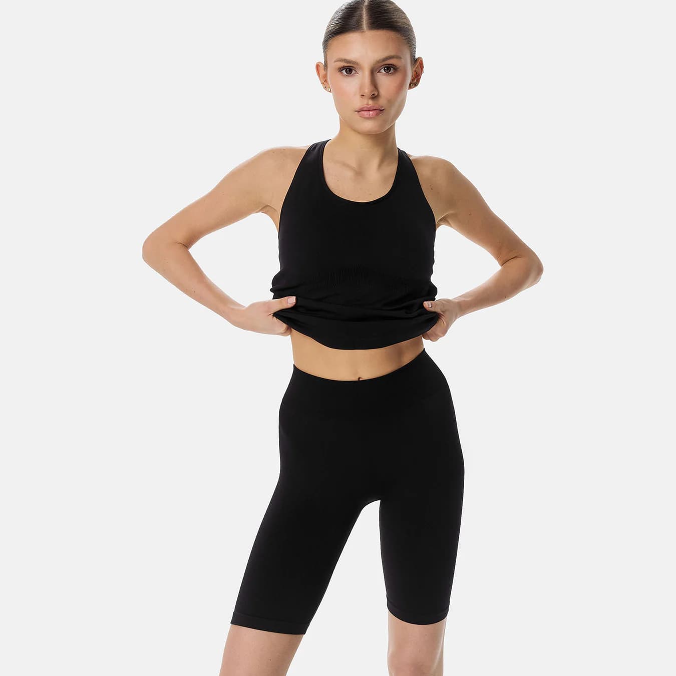 Women's Black Sport Pull On Solid Shorts