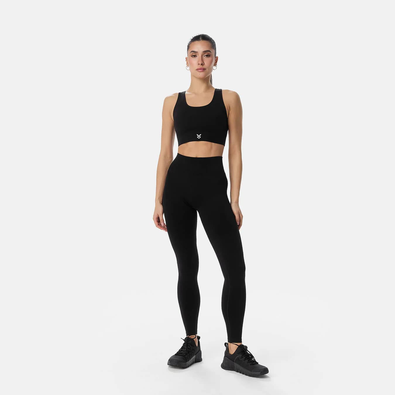 Women's Black Sport High Rise Pull On Solid Leggings