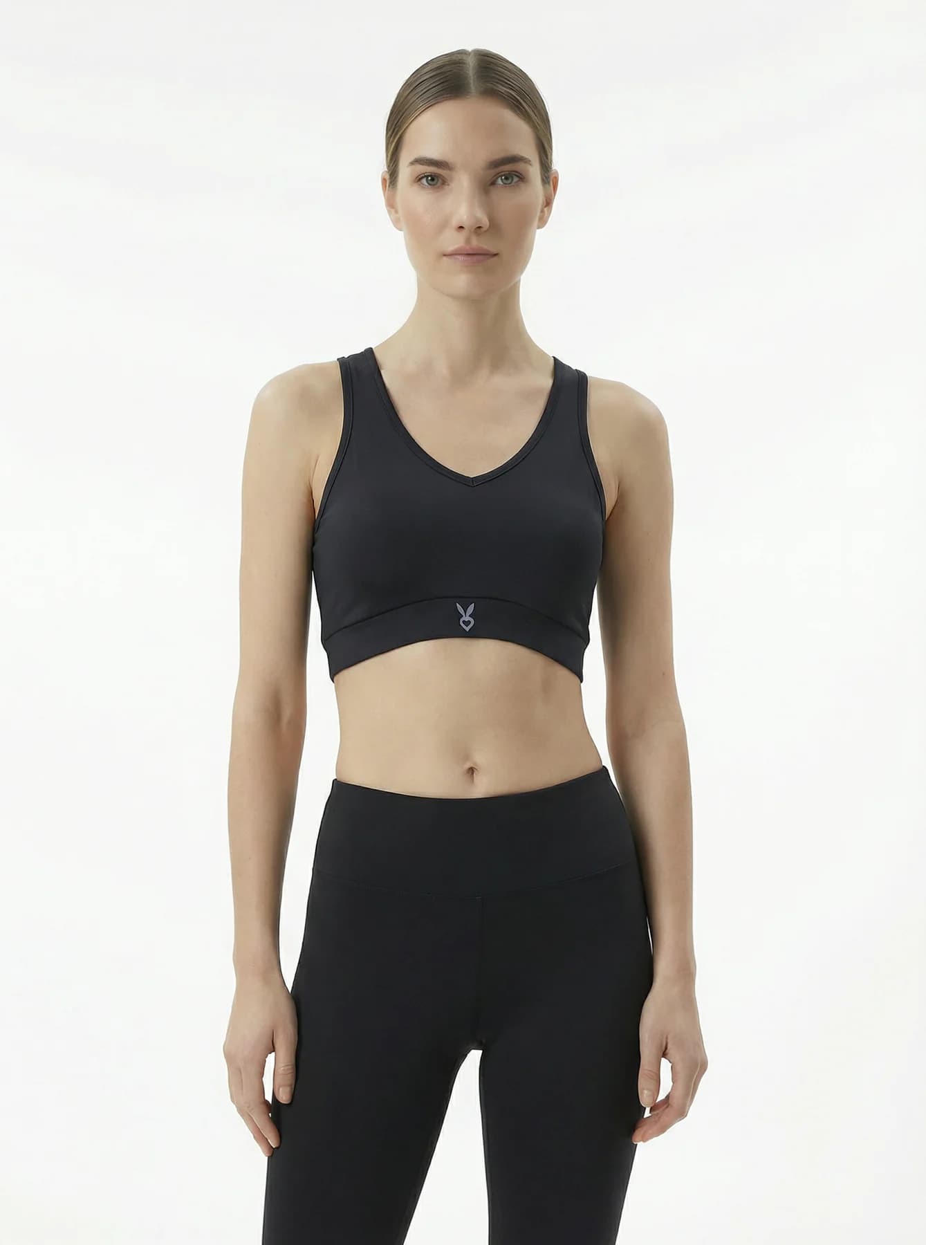 Women's Black Seamless Stretchable Non-Wired Padded Medium Coverage Sports Bra