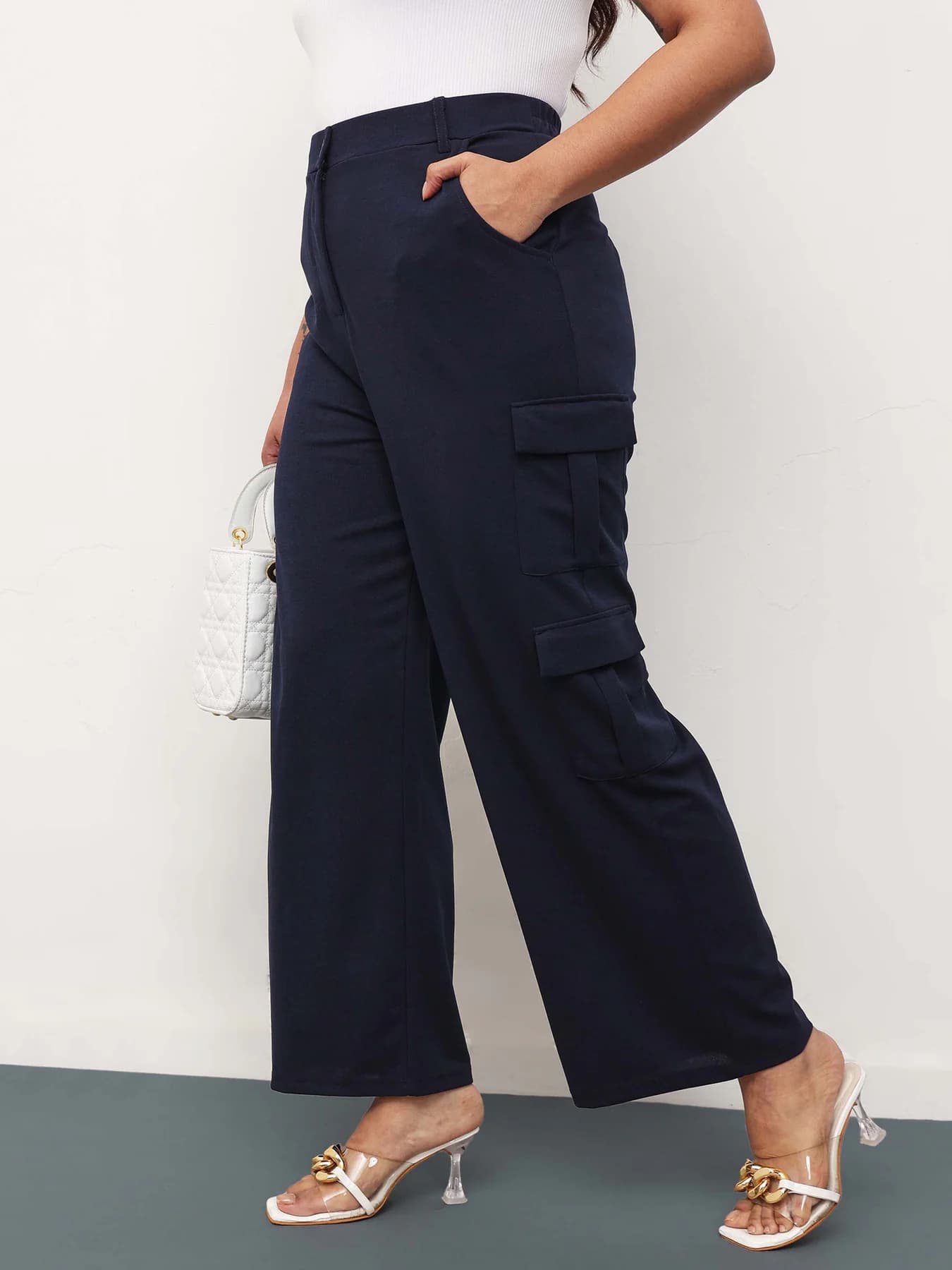 Women's Navy Multi Pockets Cargo Trouser