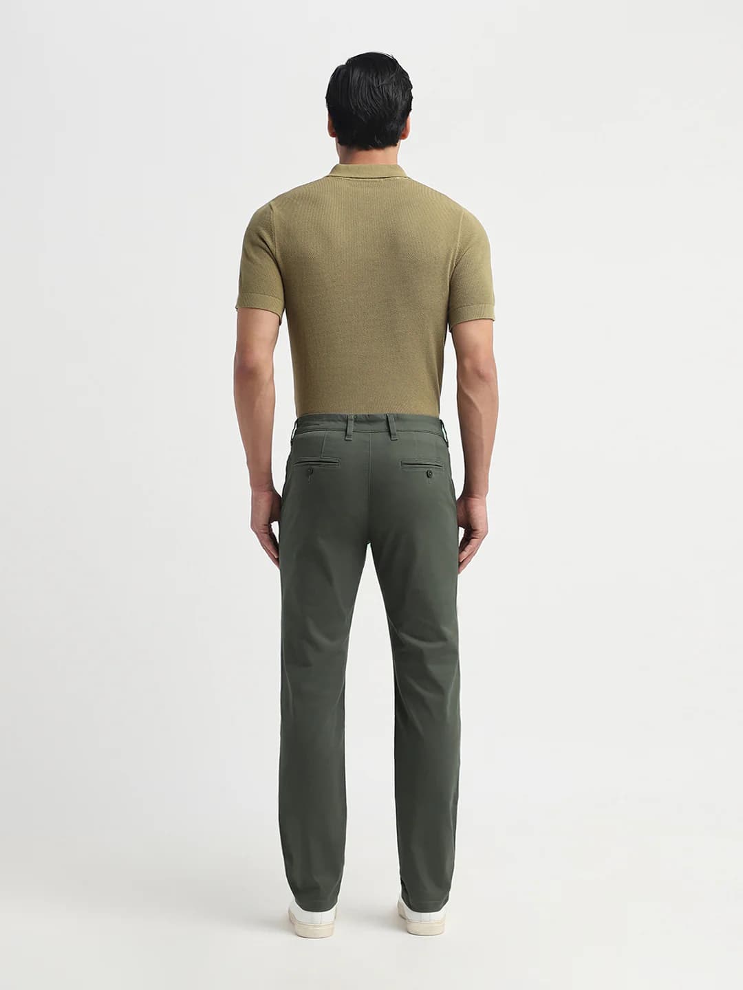 Men's Green Formal Slim Fit Mid Rise Chinos