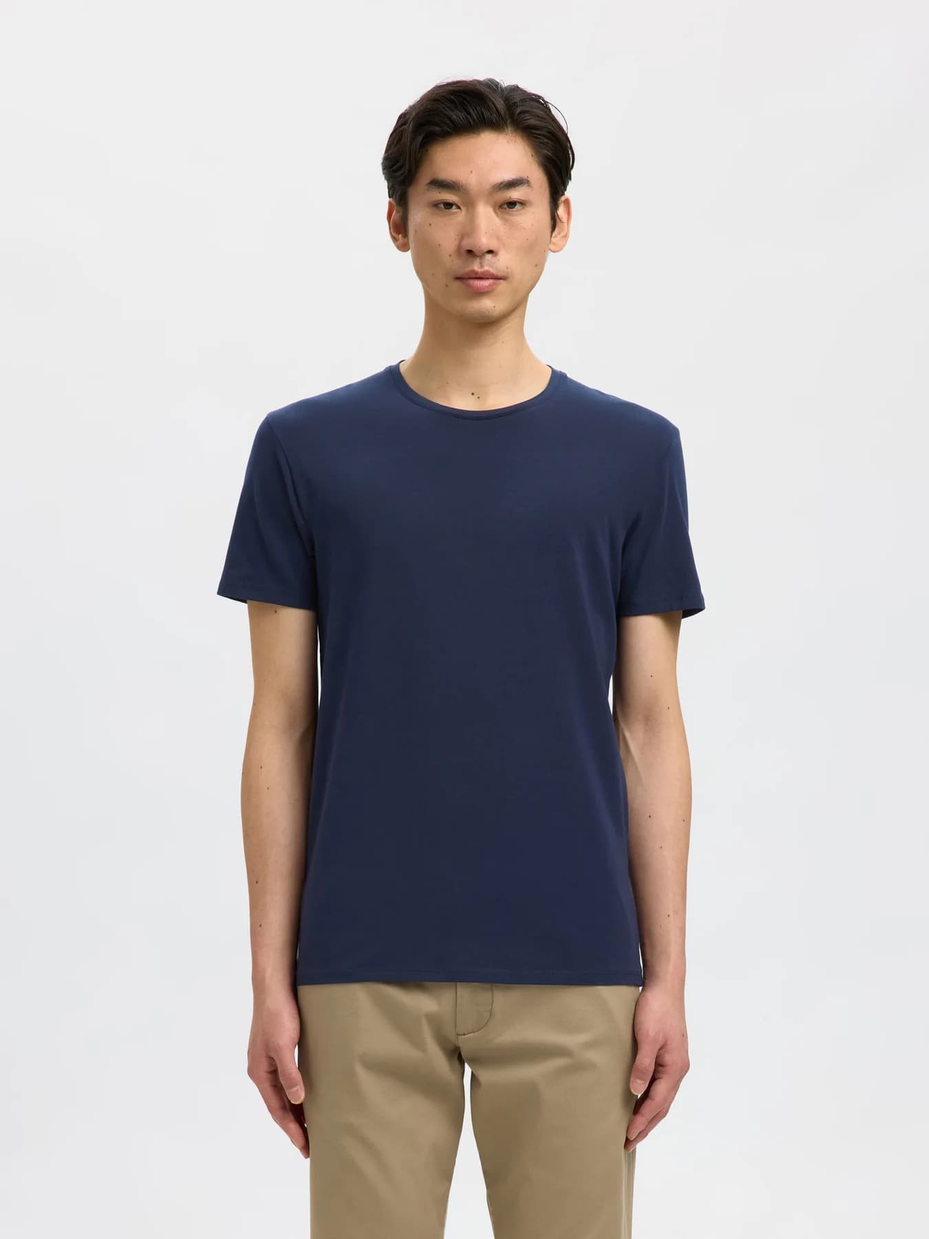 Men's Blue Casual Regular Fit Cotton Blend Half Sleeves Tshirt