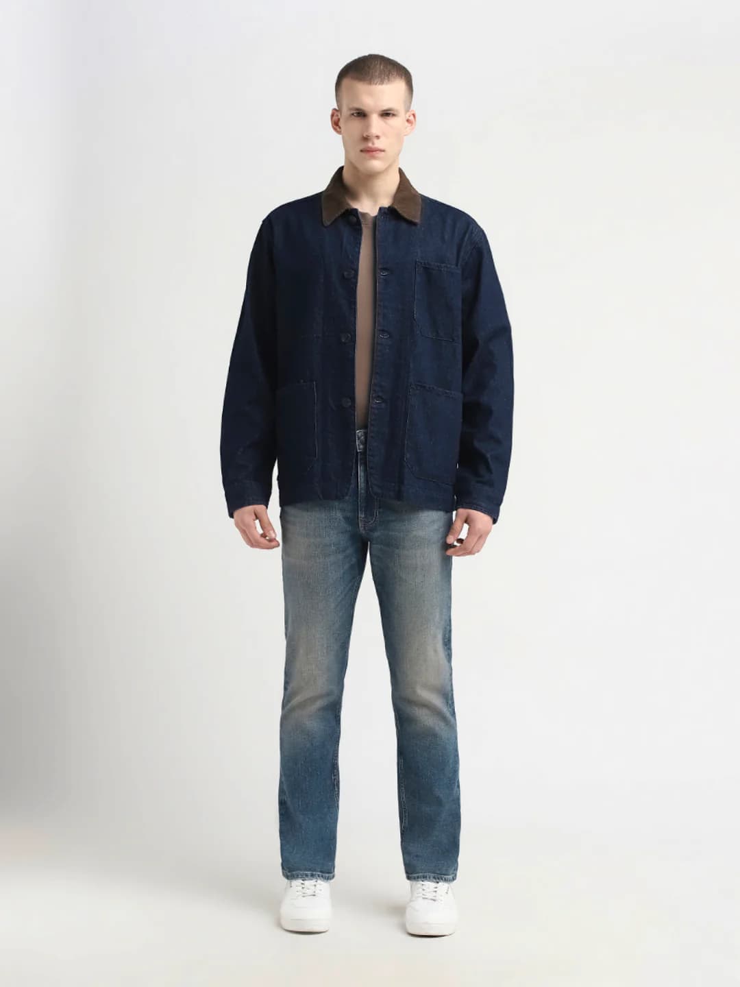 Men's Blue Casual Regular Fit Cotton Full Sleeves Jacket