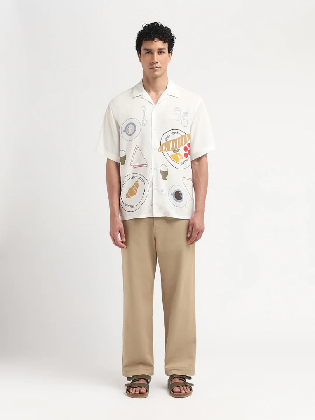 Men's White Casual Regular Fit Viscose Half Sleeves Shirt