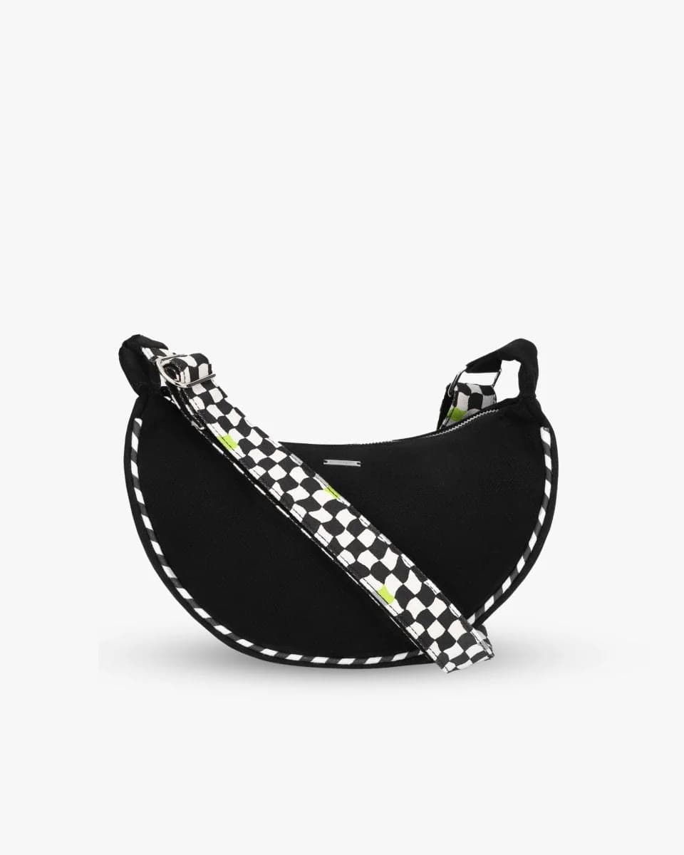 Women's Black Casual Printed Checkmate Sling Bag