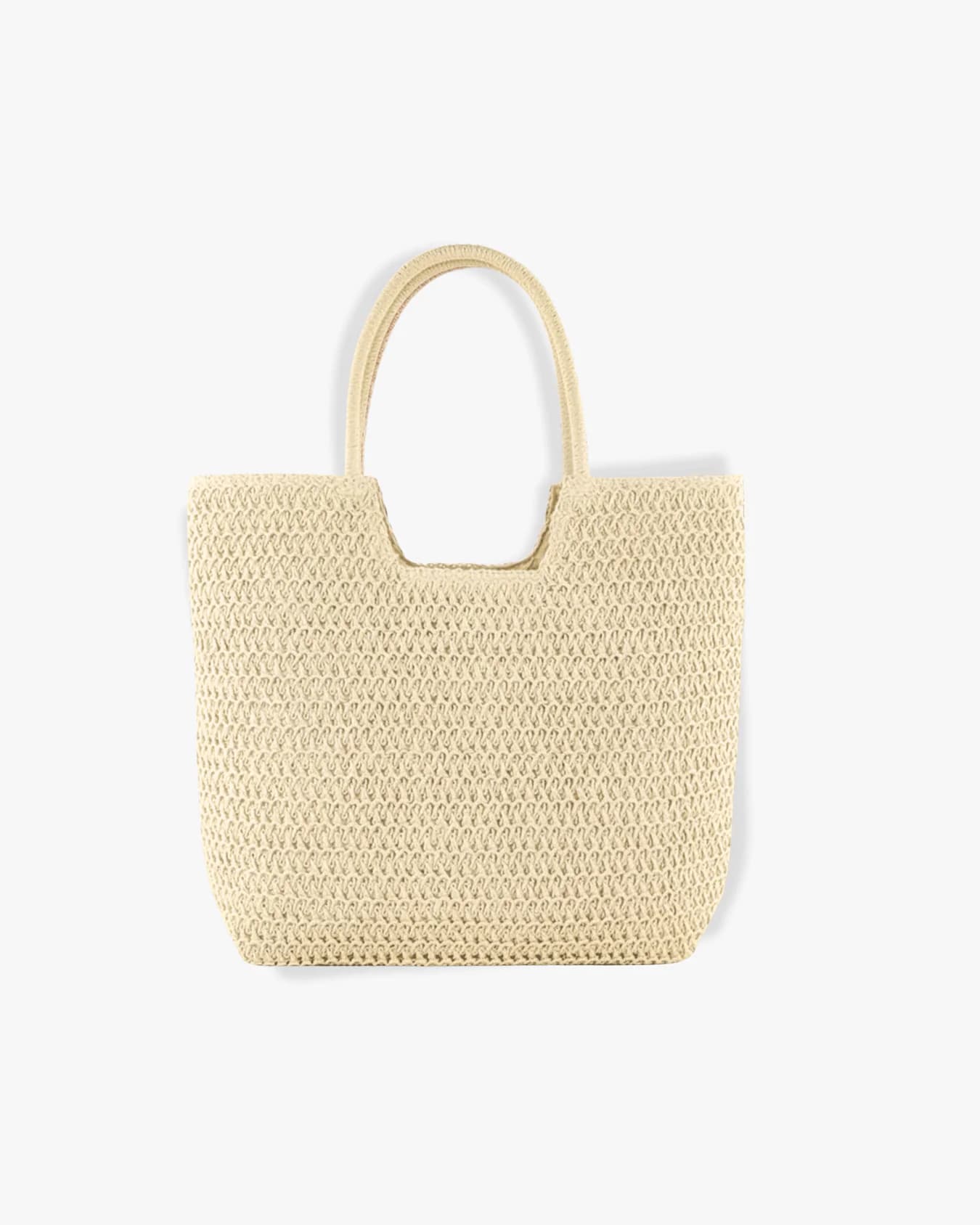 Women's Cream Casual Woven Sand Beach Tote Bag