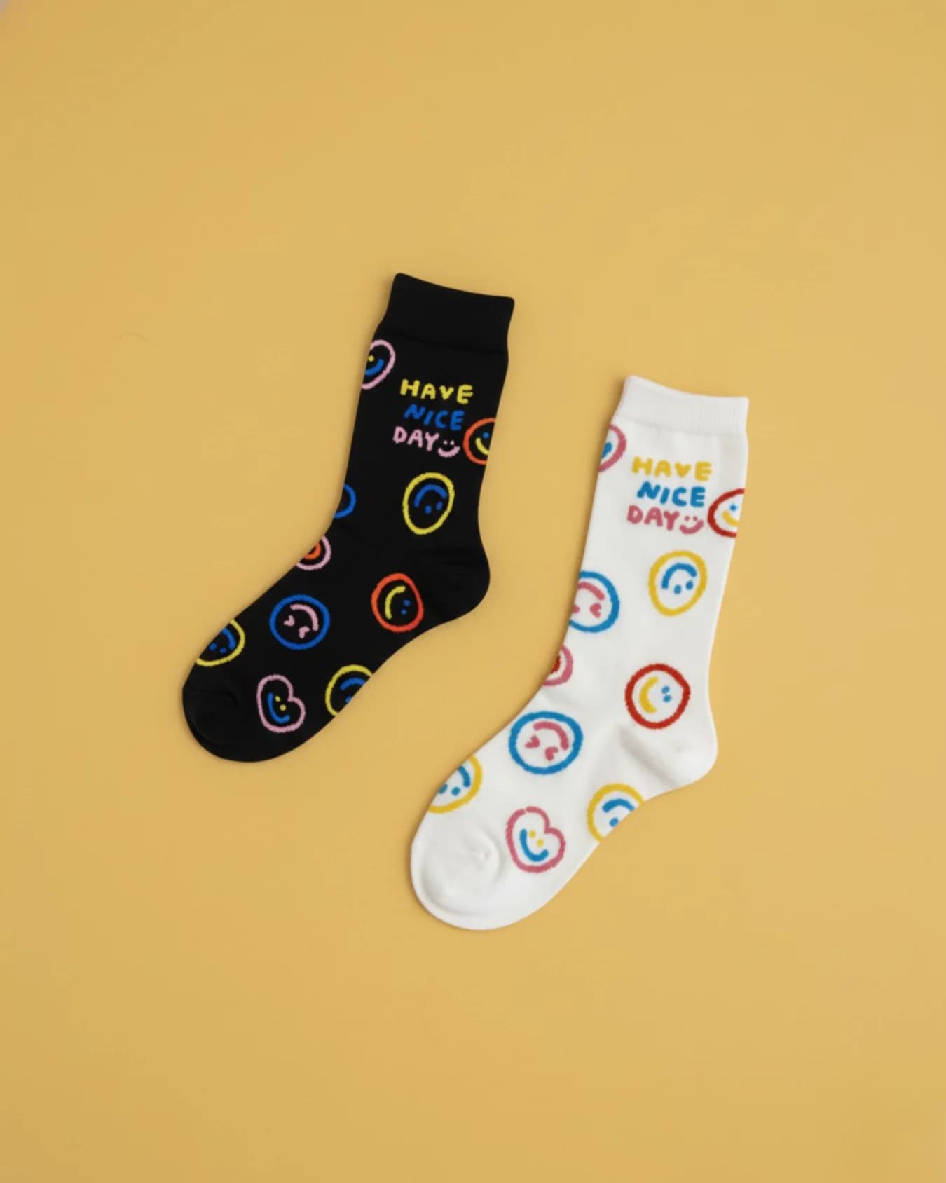 Unisex Multicolor Yin Yang Printed Crew Length Socks - Pack of 2
