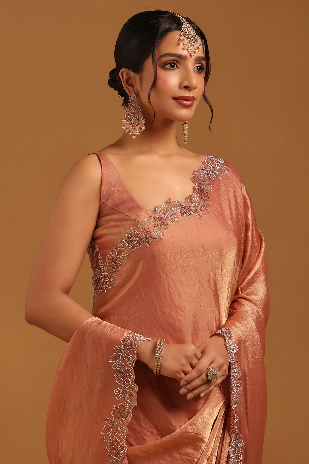 Women's Pink Solid Festive Saree