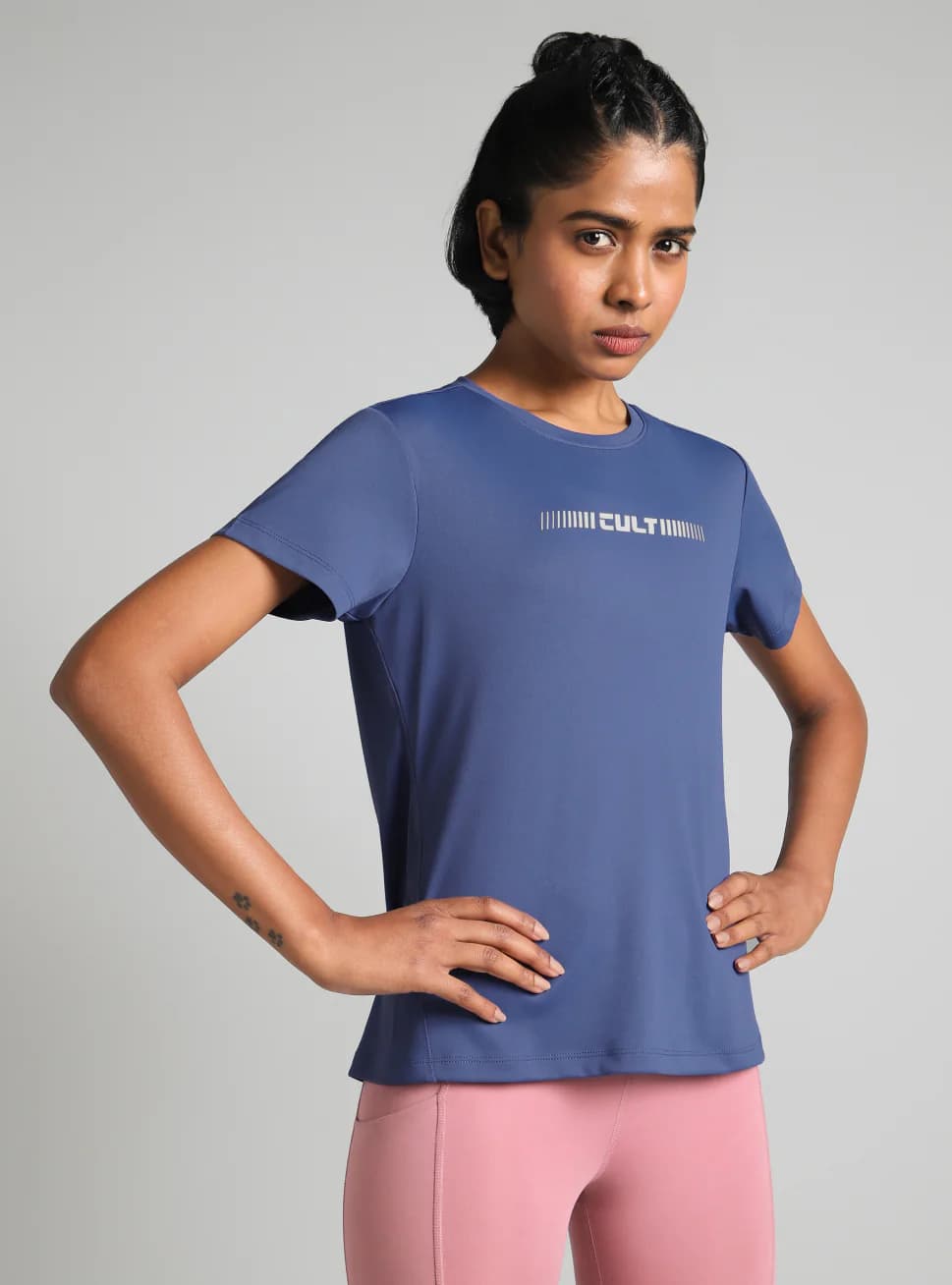 Women's Blue Sports Printed Everyday Performance Tshirt